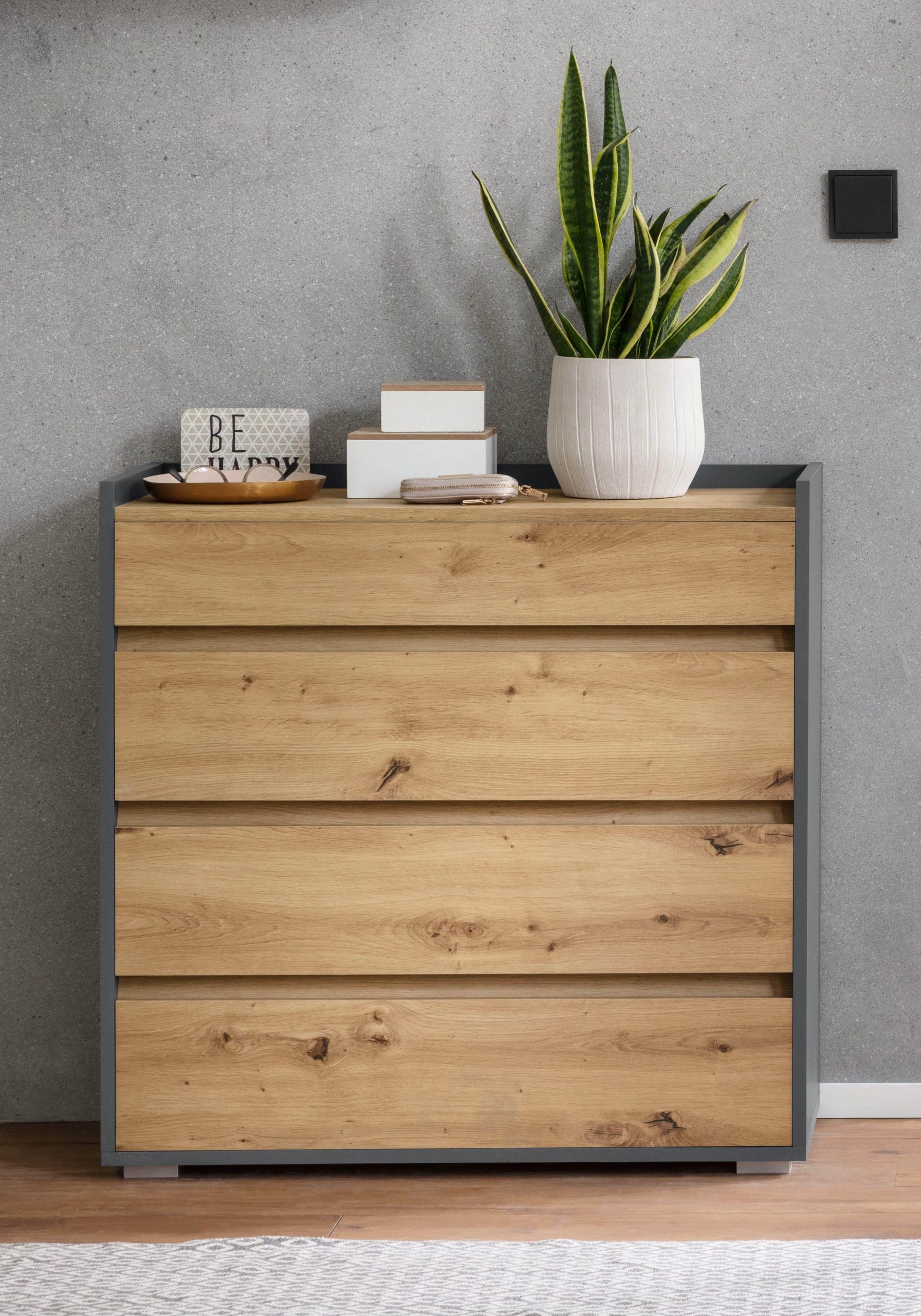 INOSIGN Kommoden & Sideboards INOSIGN 'Kosmo' 4-Drawer Dresser with Full Extension - FSC® Certified Wood Storage Solution for Bedroom & Living Room anthrazit/