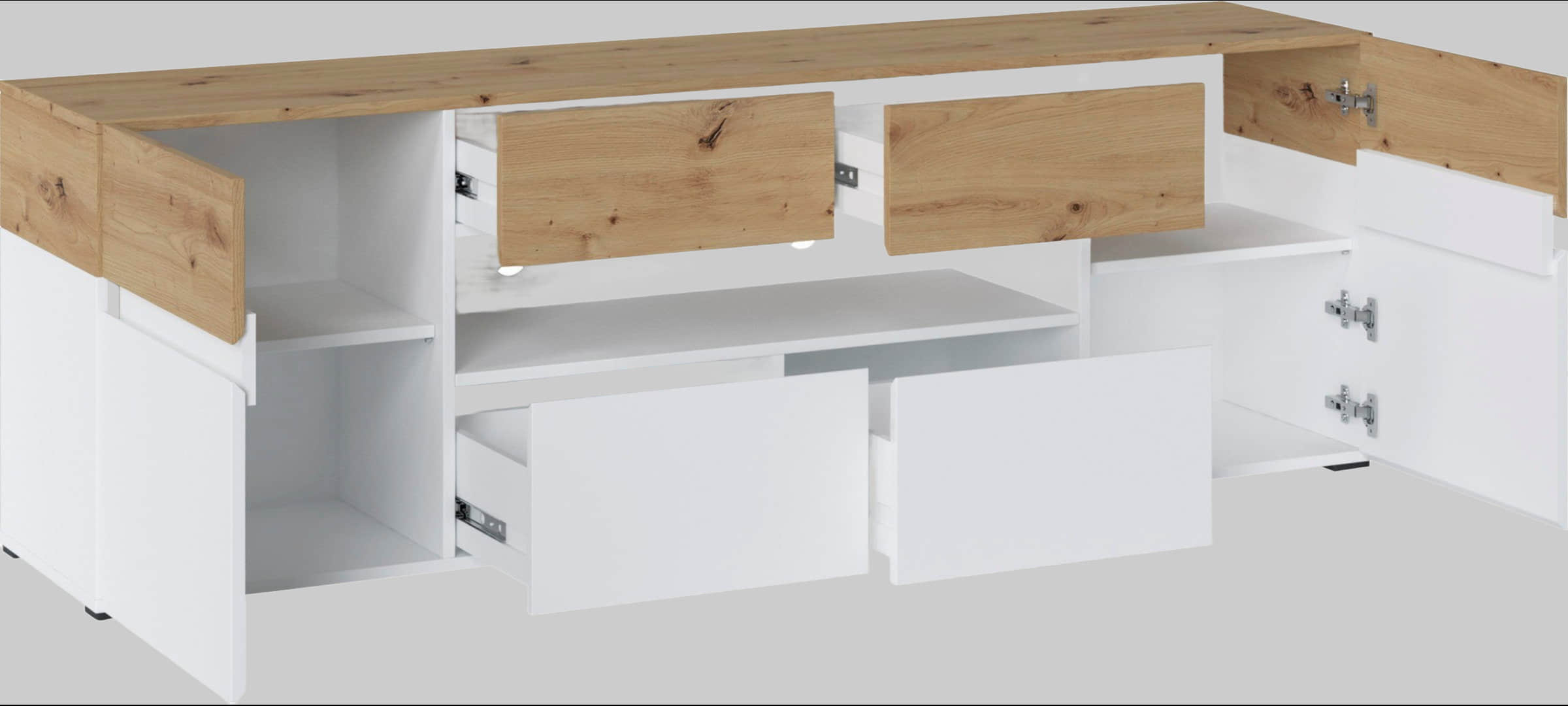 INOSIGN Kommoden & Sideboards INOSIGN Lowboard 'Rimini' – Moderner TV-Schrank mit Stauraum, 180 cm Breite, FSC®-zertifiziert Alpinweiß/
