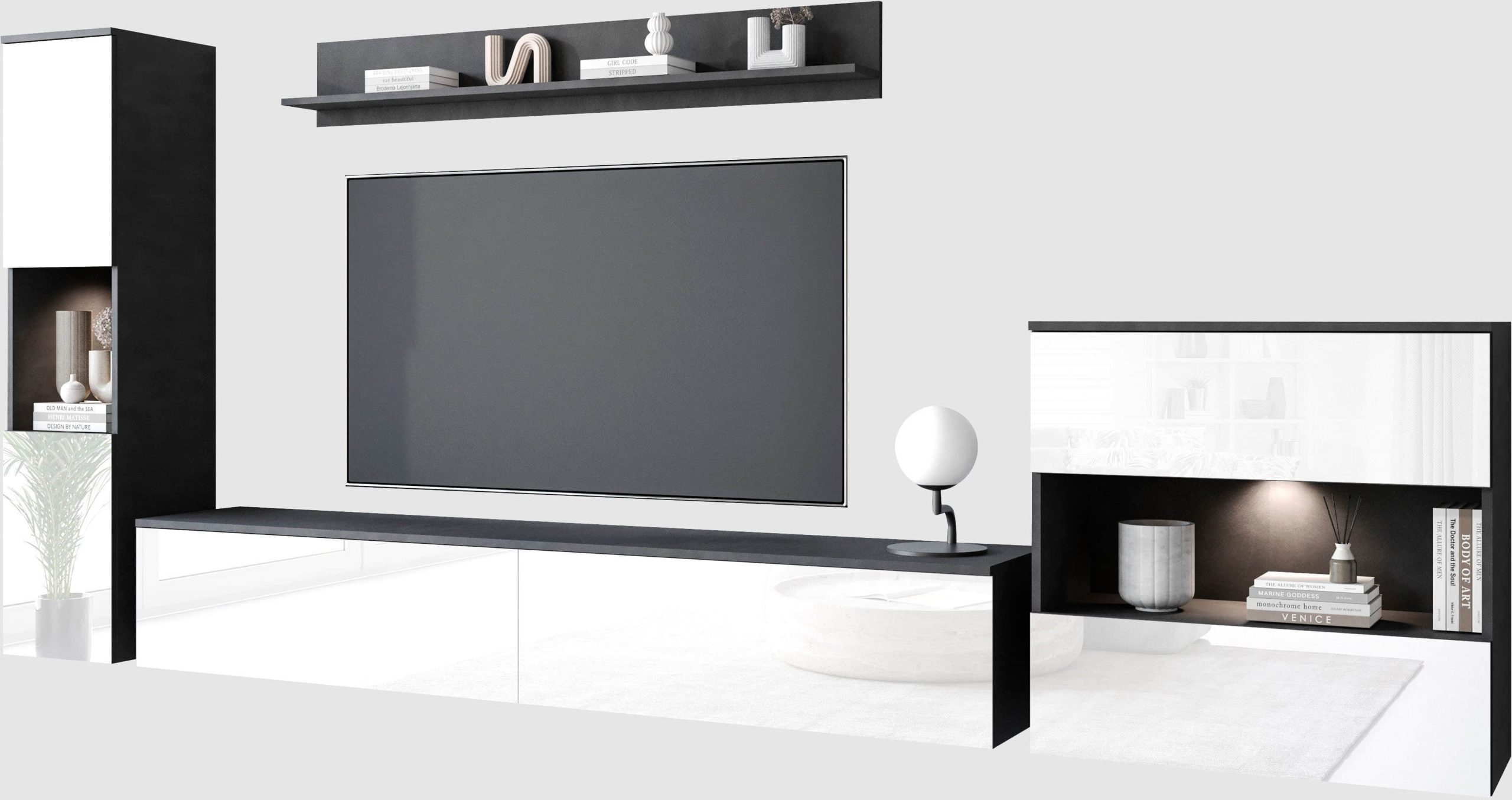 Wohnwände INOSIGN INOSIGN 'PARIS' 4-Piece TV Wall Unit | 300cm Handleless Design | Wall-Mounted or Freestanding | FSC-Certified Wood matera ant