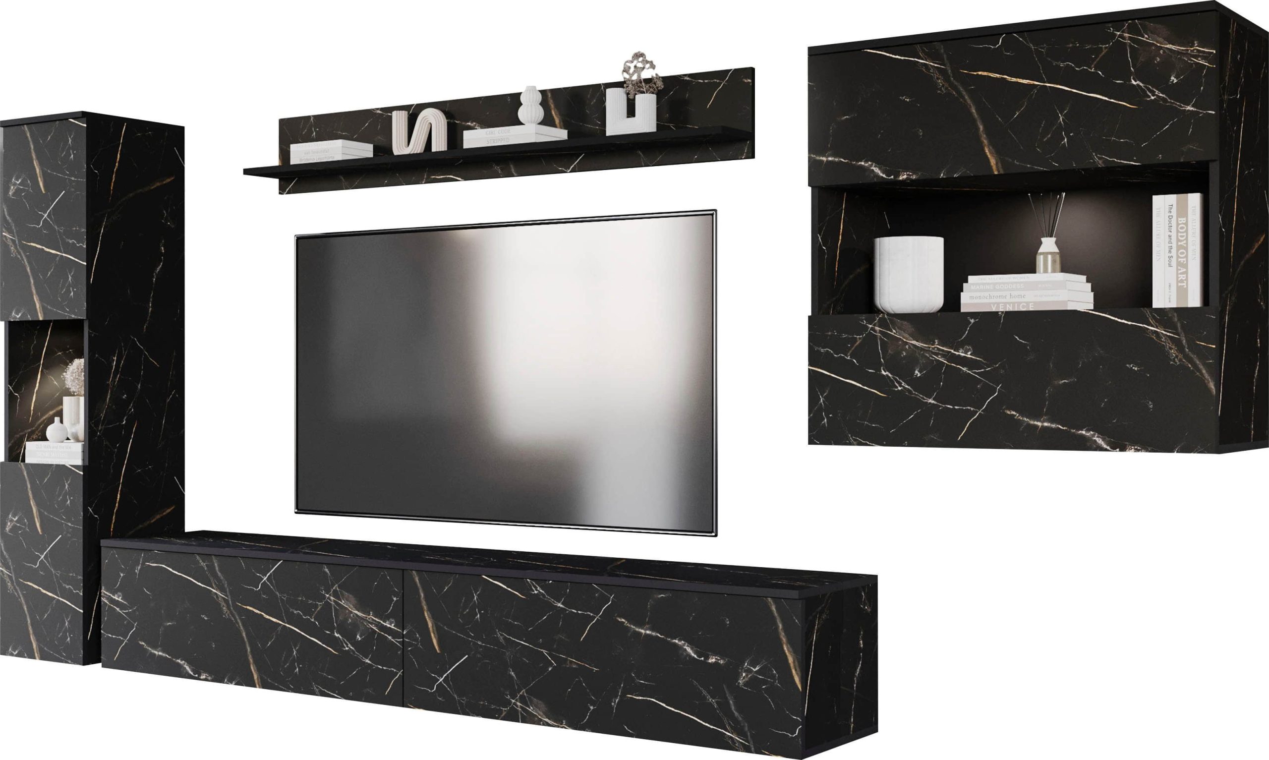 INOSIGN Wohnwände INOSIGN 'PARIS' 4-Piece TV Wall Unit | 300cm Handleless Design | Wall-Mounted or Freestanding | FSC-Certified Wood San Sebast