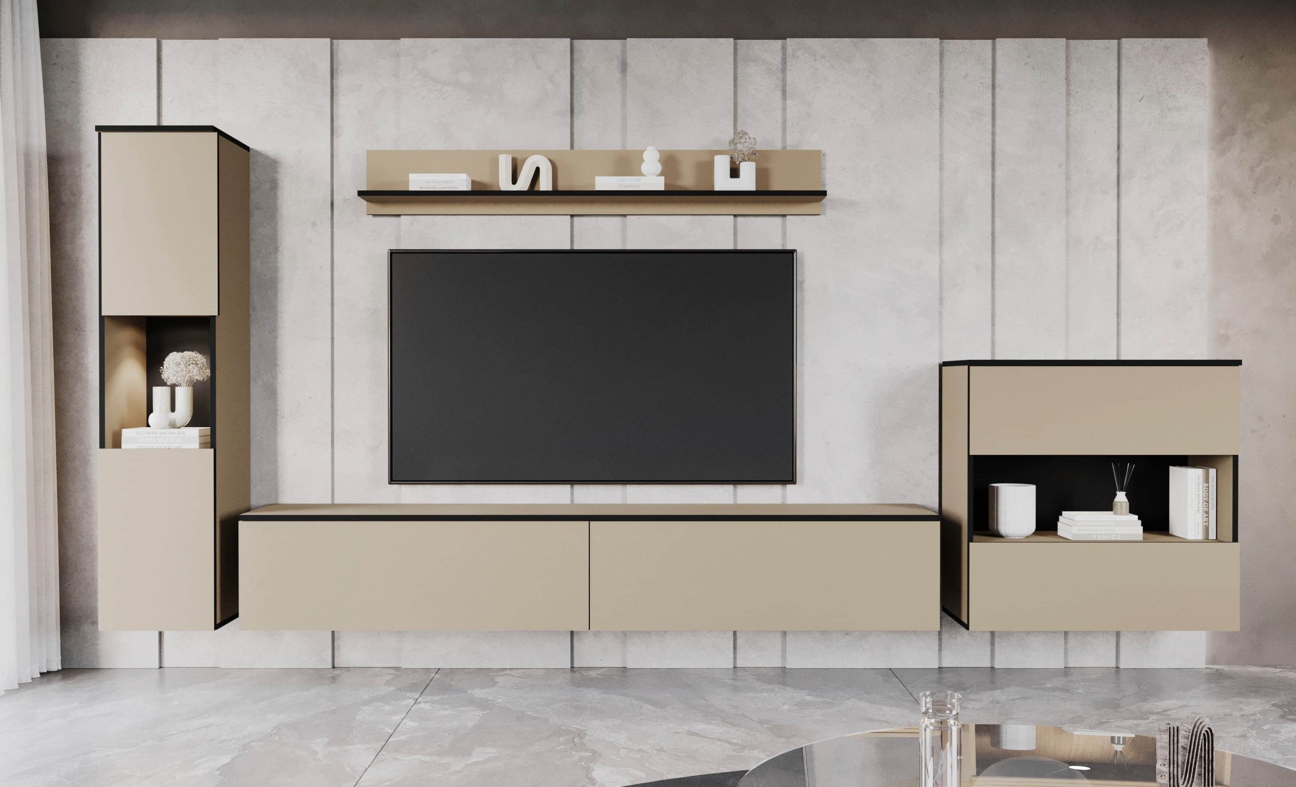 INOSIGN 'PARIS' 4-Piece TV Wall Unit | 300cm Handleless Design | Wall-Mounted or Freestanding | FSC-Certified Wood CONGO/ CONGO INOSIGN Wohnwände