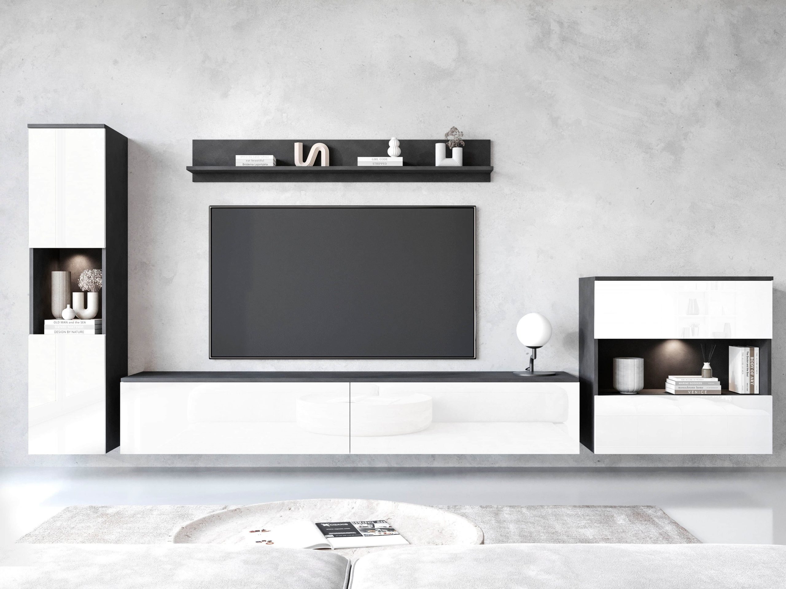 Wohnwände INOSIGN INOSIGN 'PARIS' 4-Piece TV Wall Unit | 300cm Handleless Design | Wall-Mounted or Freestanding | FSC-Certified Wood matera ant