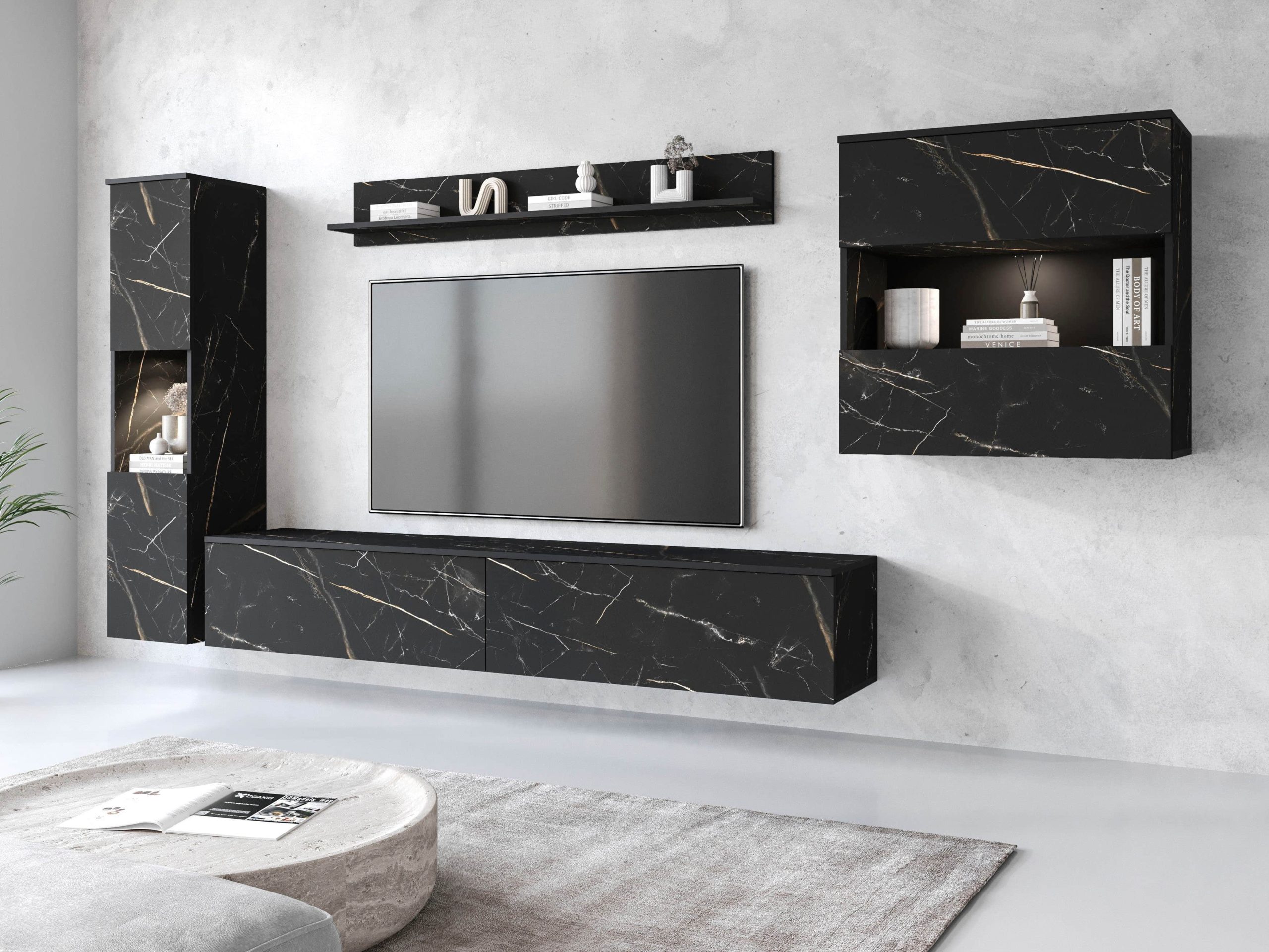 INOSIGN Wohnwände INOSIGN 'PARIS' 4-Piece TV Wall Unit | 300cm Handleless Design | Wall-Mounted or Freestanding | FSC-Certified Wood San Sebast