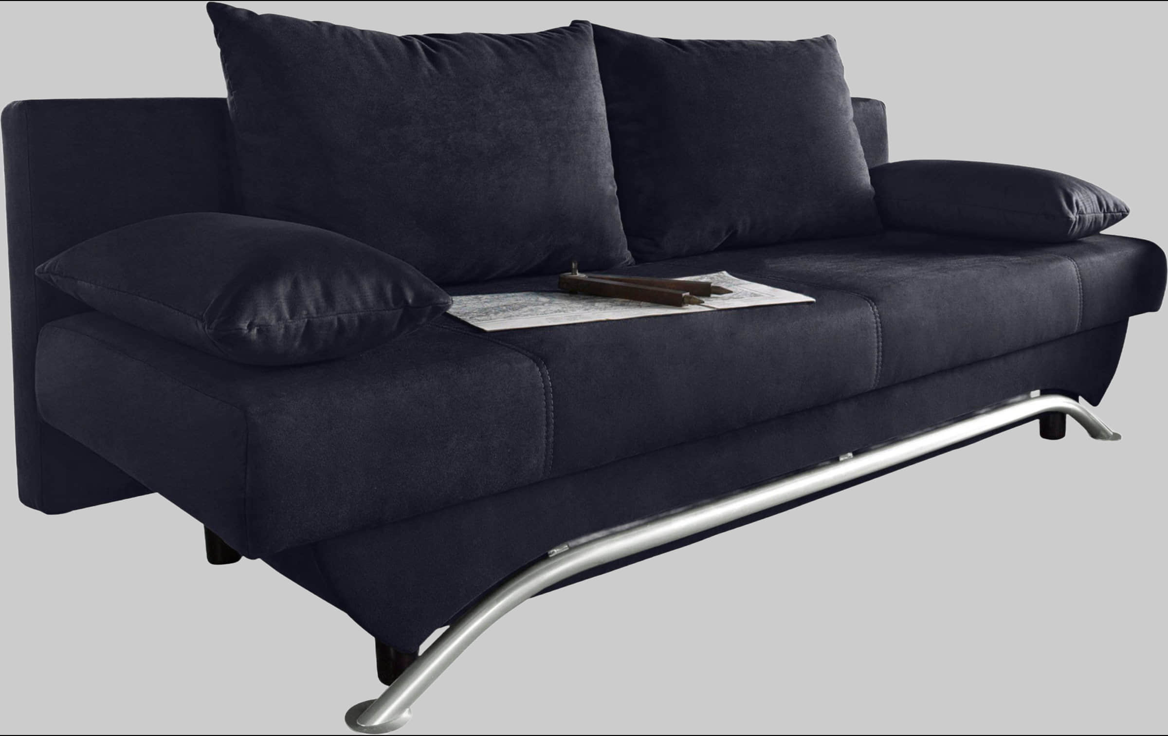 INOSIGN Schlafsofa Alexander N1506 mit Bettfunktion - Samtoptik Dunkelgrau - Boxspringfederung - Inkl. Bettkasten und Zierkissen schwarz Jockenhu00F6fer Gruppe Sofas