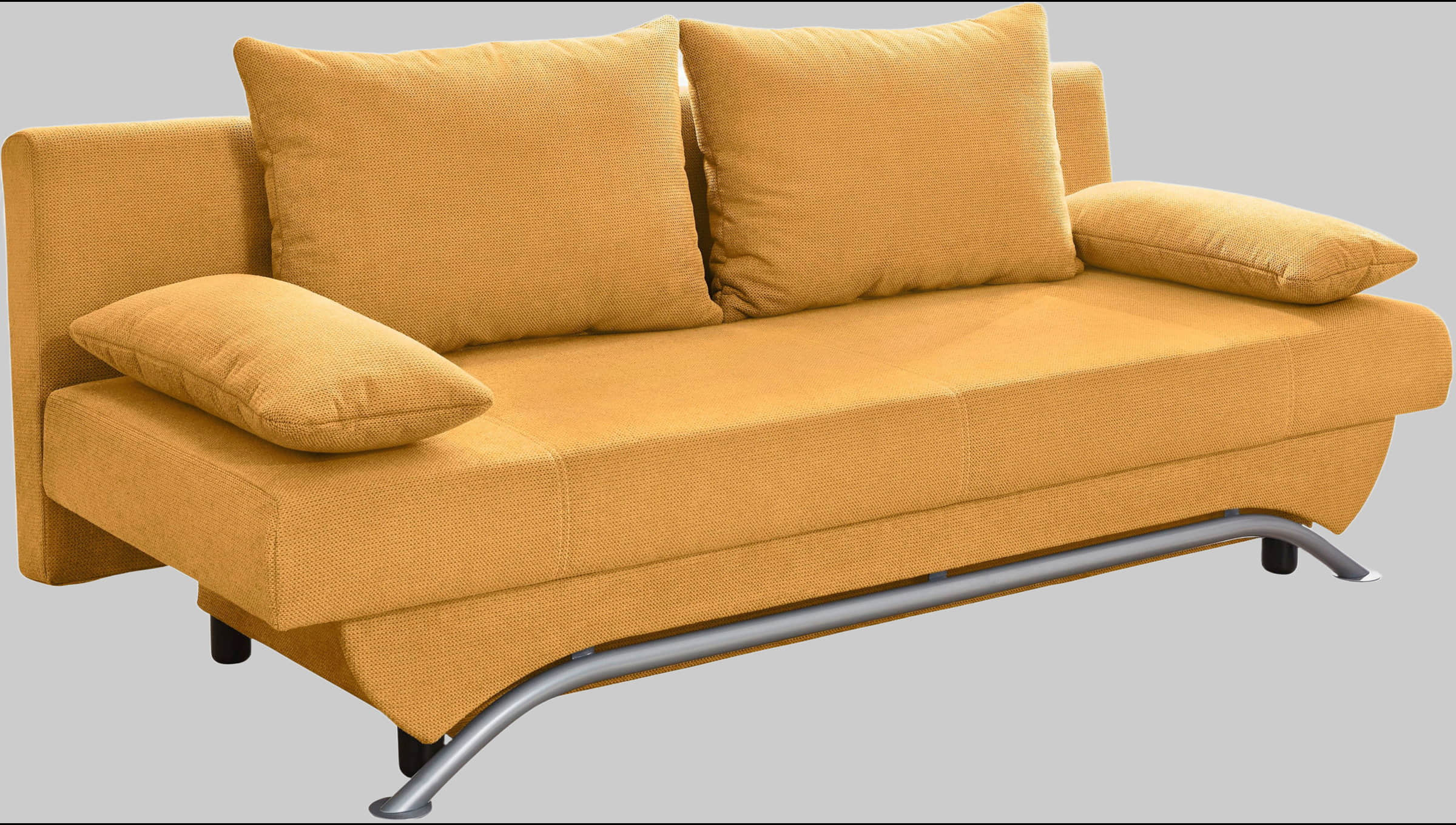 Jockenhu00F6fer Gruppe INOSIGN Schlafsofa Alexander N1506 mit Bettfunktion - Samtoptik Dunkelgrau - Boxspringfederung - Inkl. Bettkasten und Zierkissen curry-gelb Sofas