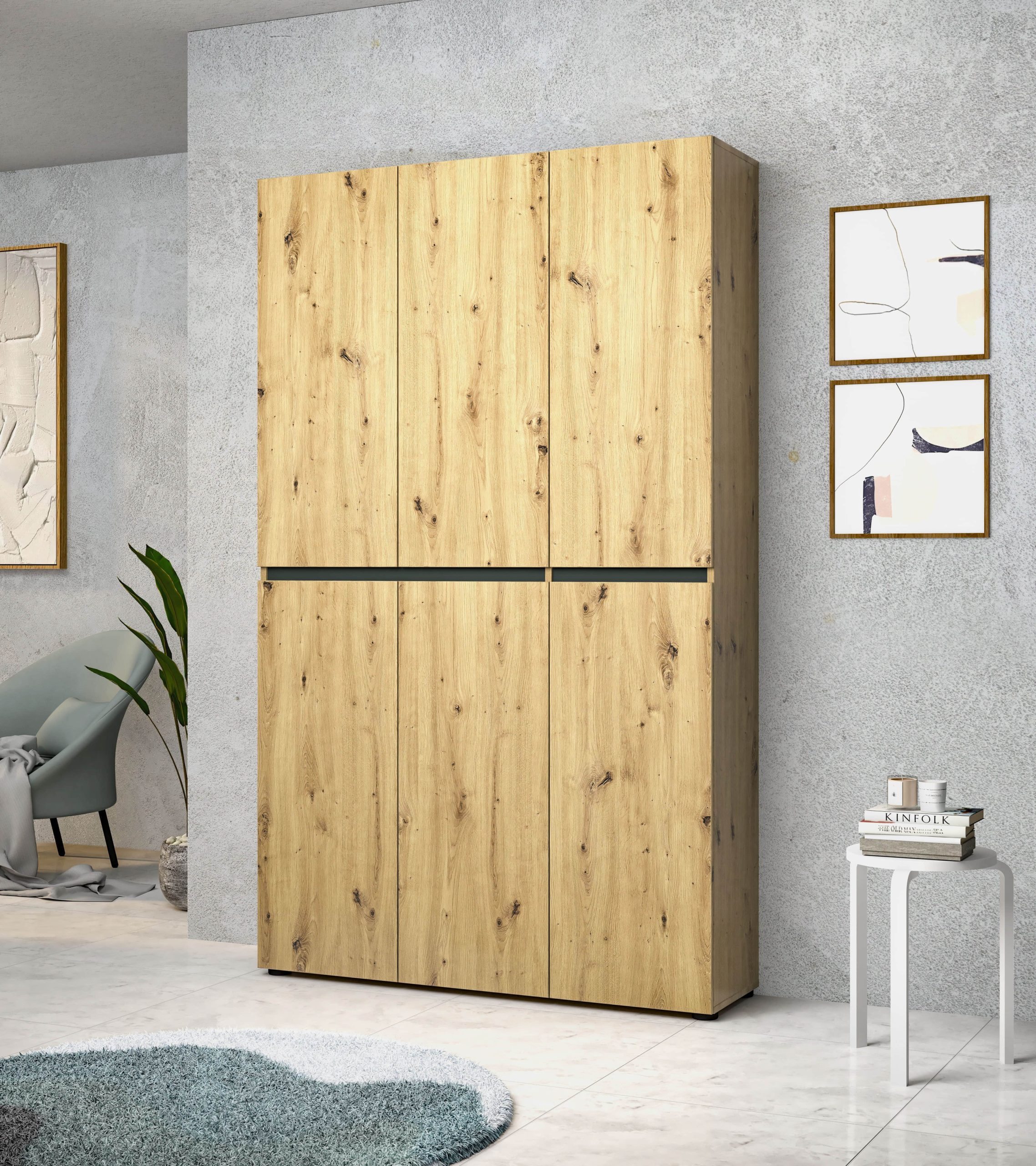 INOSIGN Schuhschrank 'Mister' | 6-Türig | 120x200 cm | Hochglanzfront mit Kacheloptik | FSC®-Holz | Platz für 30 Paar Schuhe Artisan INOSIGN Schränke
