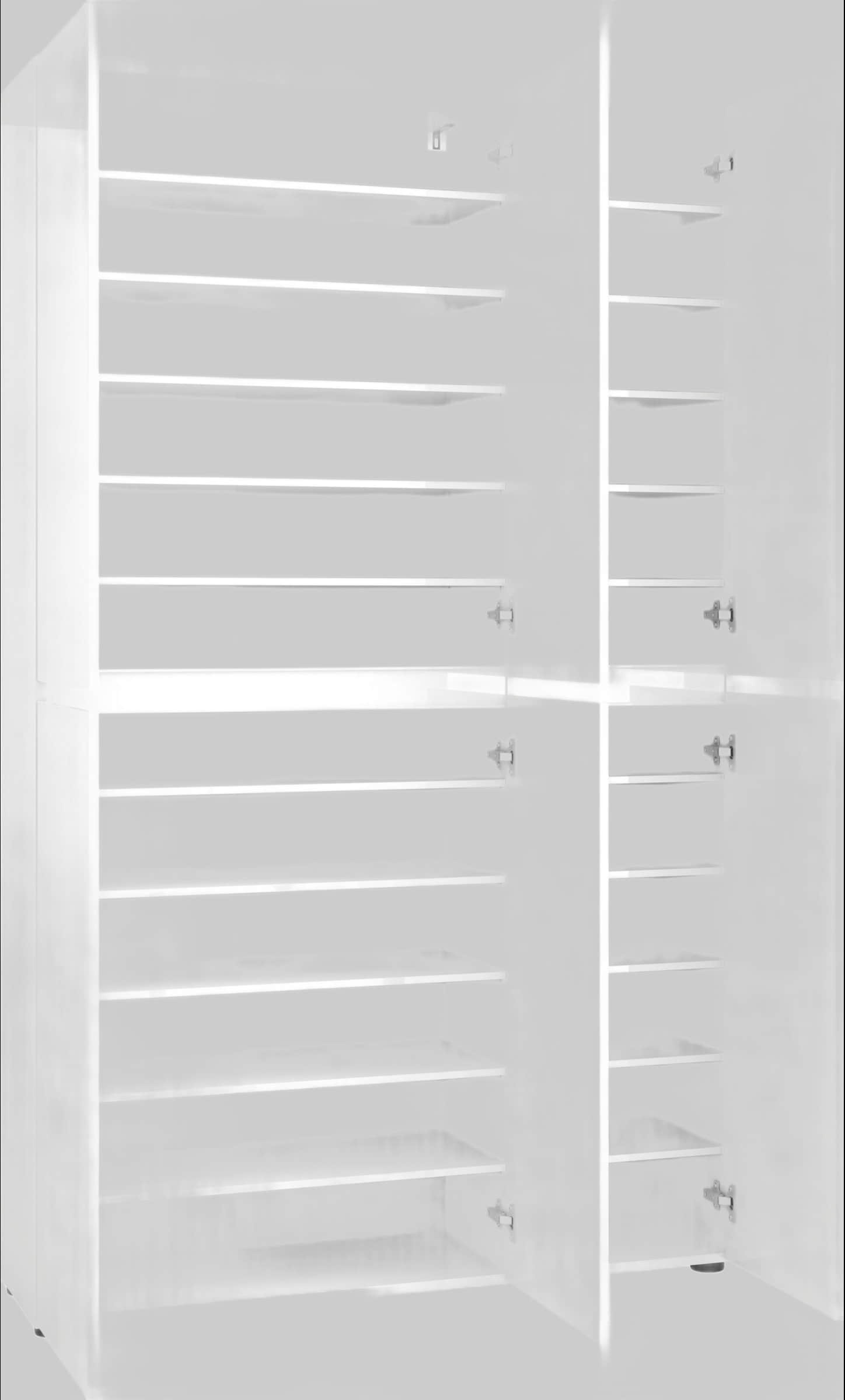 Schränke INOSIGN INOSIGN Schuhschrank 'Mister' | 6-Türig | 120x200 cm | Hochglanzfront mit Kacheloptik | FSC®-Holz | Platz für 30 Paar Schuhe weiß