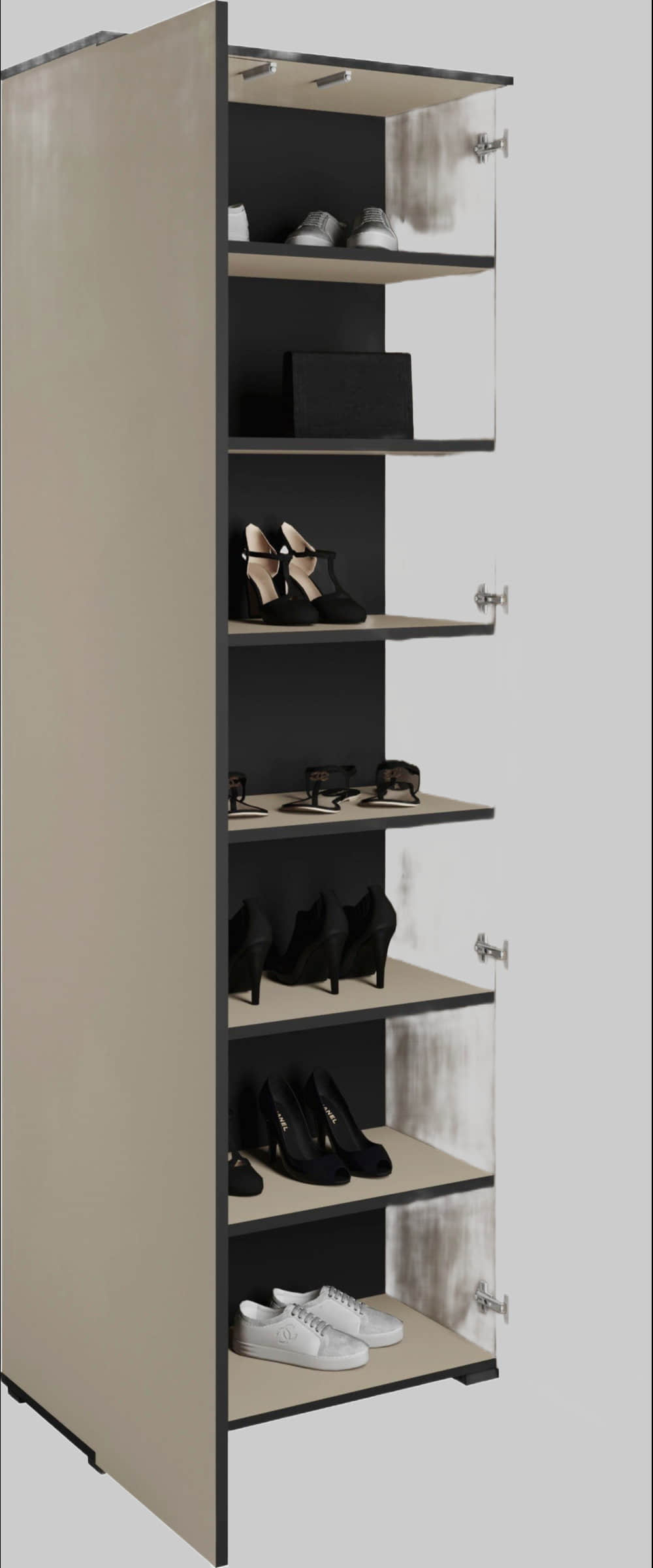 INOSIGN Schuhschrank »Paris« 2-türig | 200 cm Höhe | 6 Einlegeböden | Push-to-open | FSC-Holz | Weiß matt/Hochglanz | Flurschrank Congo/ Con Schränke INOSIGN