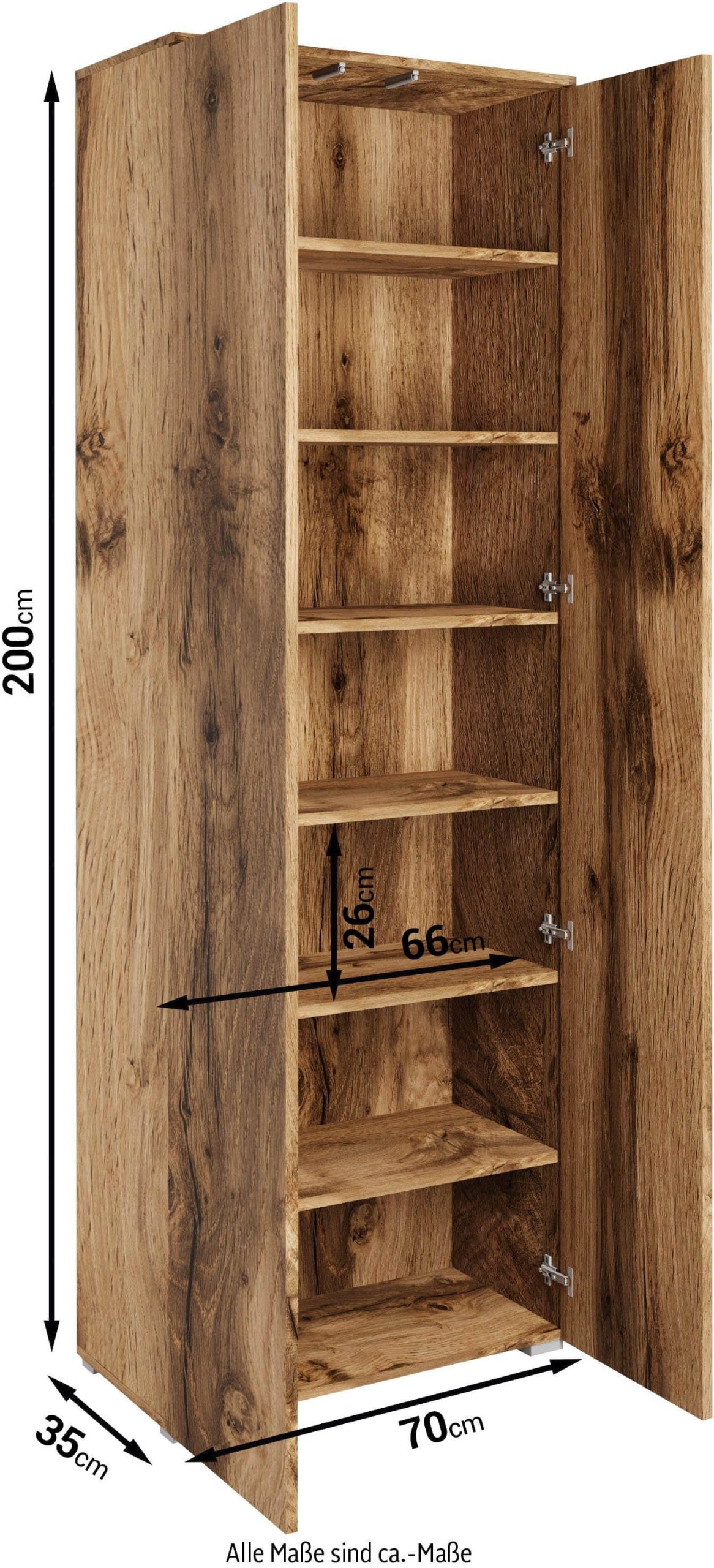INOSIGN Schuhschrank »Paris« 2-türig | 200 cm Höhe | 6 Einlegeböden | Push-to-open | FSC-Holz | Weiß matt/Hochglanz | Flurschrank Congo/ Con Schränke INOSIGN