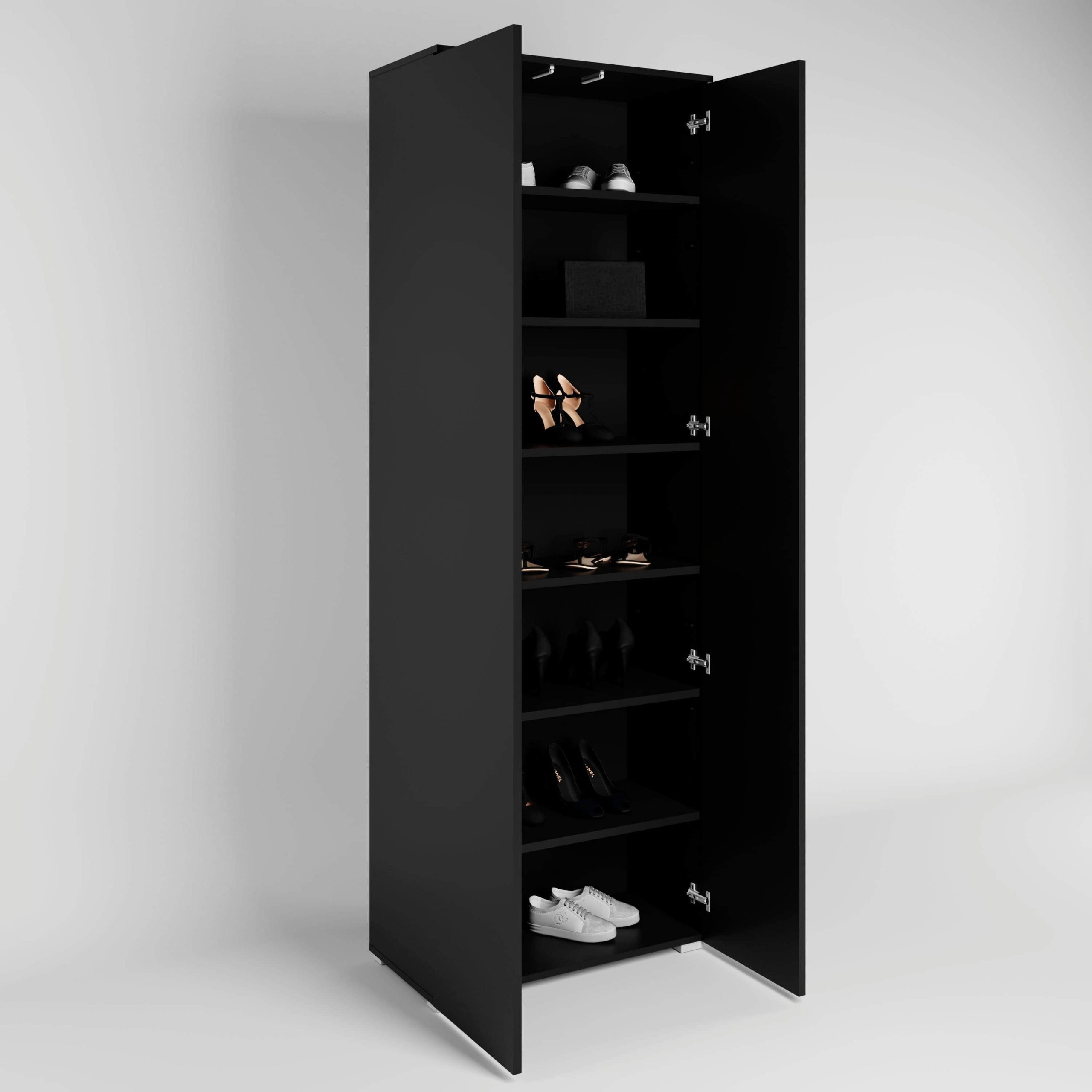 INOSIGN Schuhschrank »Paris« 2-türig | 200 cm Höhe | 6 Einlegeböden | Push-to-open | FSC-Holz | Weiß matt/Hochglanz | Flurschrank graphite s Schränke INOSIGN