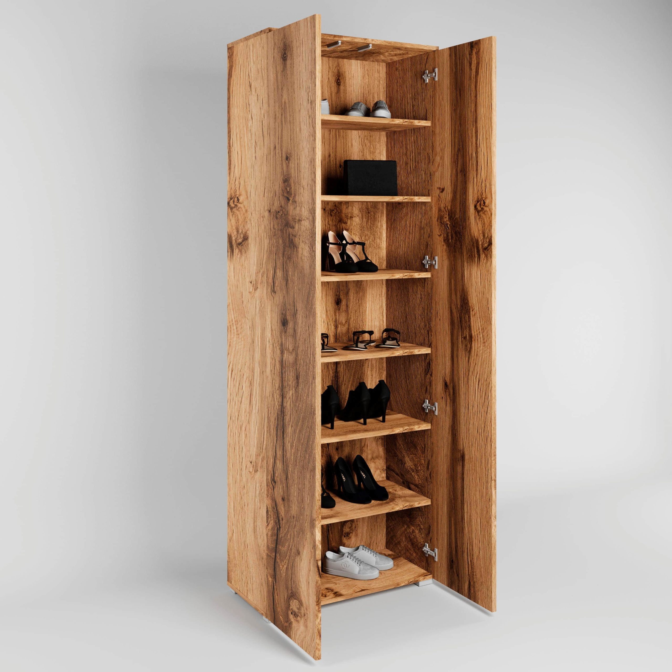 INOSIGN Schuhschrank »Paris« 2-türig | 200 cm Höhe | 6 Einlegeböden | Push-to-open | FSC-Holz | Weiß matt/Hochglanz | Flurschrank Votan eich Schränke INOSIGN