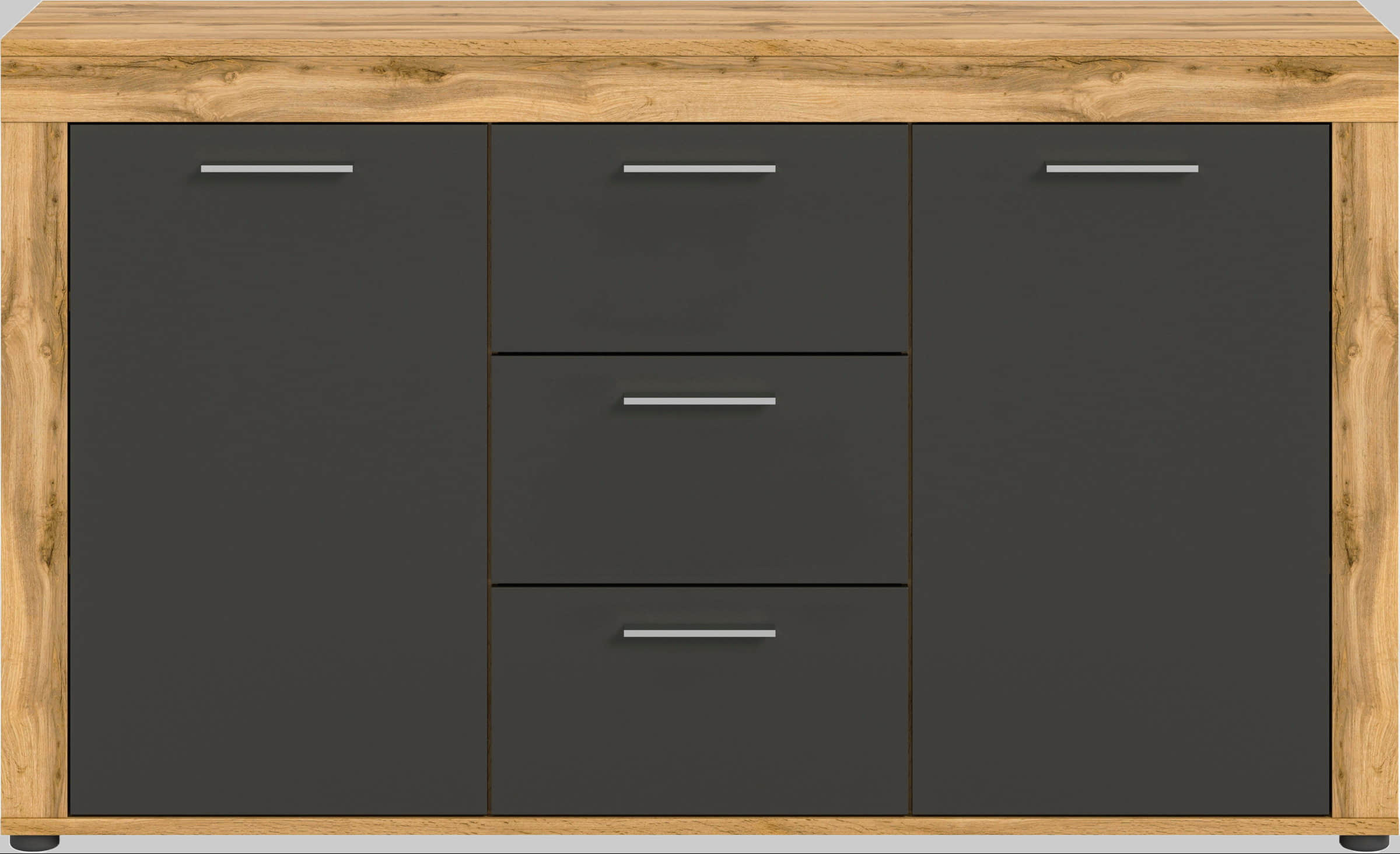 INOSIGN Sideboard »Aosta« 125 cm Breite – Moderner Schrank mit 2 Türen & 3 Schubladen für Wohnzimmer | Elegante Kommode in verschiedenen Farben wotan eich Kommoden & Sideboards INOSIGN