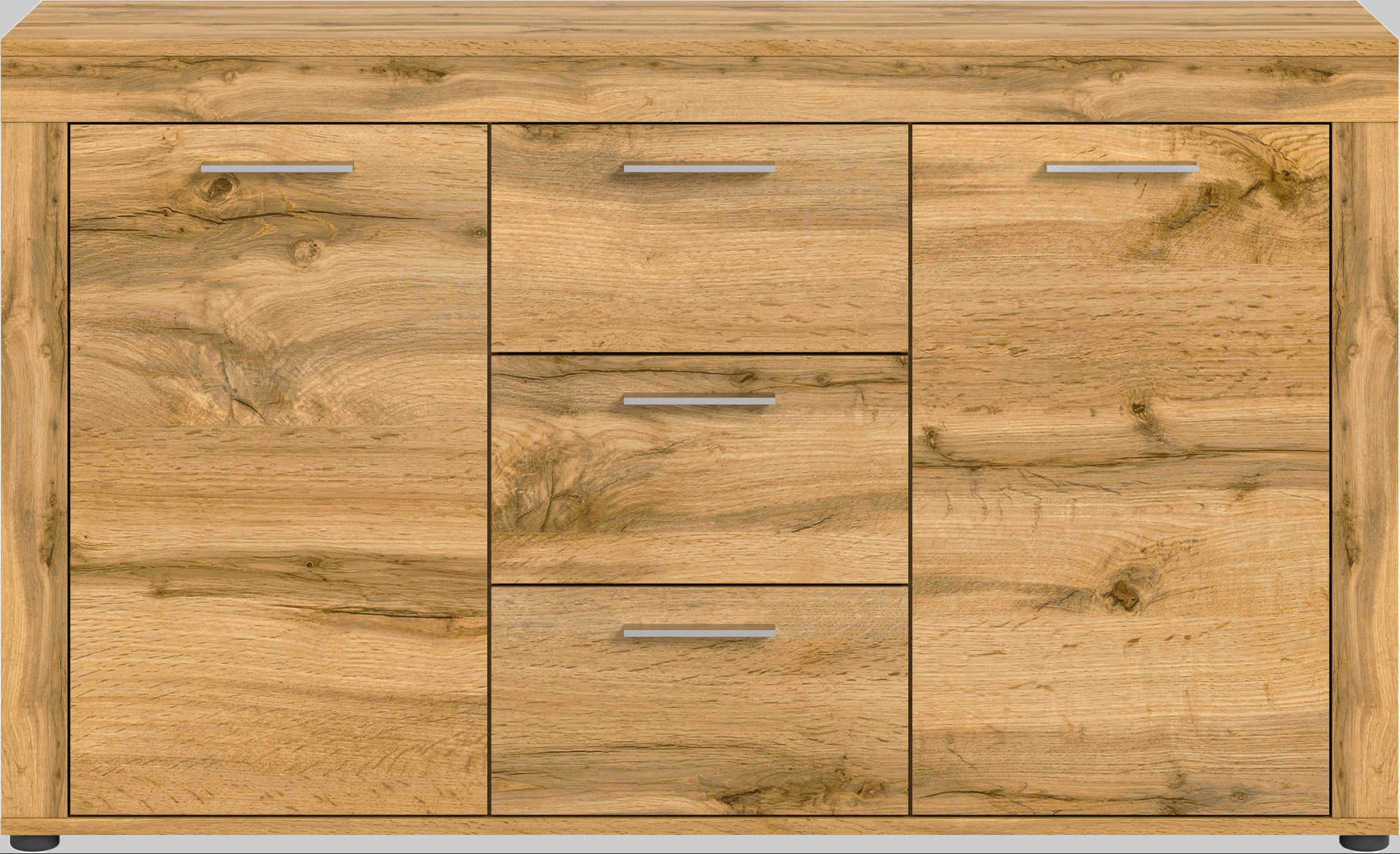 Kommoden & Sideboards INOSIGN INOSIGN Sideboard »Aosta« 125 cm Breite – Moderner Schrank mit 2 Türen & 3 Schubladen für Wohnzimmer | Elegante Kommode in verschiedenen Farben wotan eiche