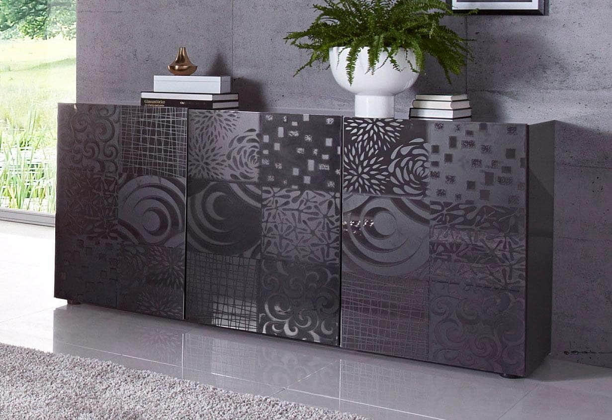 INOSIGN Sideboard Miro - 181cm Wide Modern Storage with 3D Screen Print Design | FSC® Certified Anthrazit INOSIGN Kommoden & Sideboards