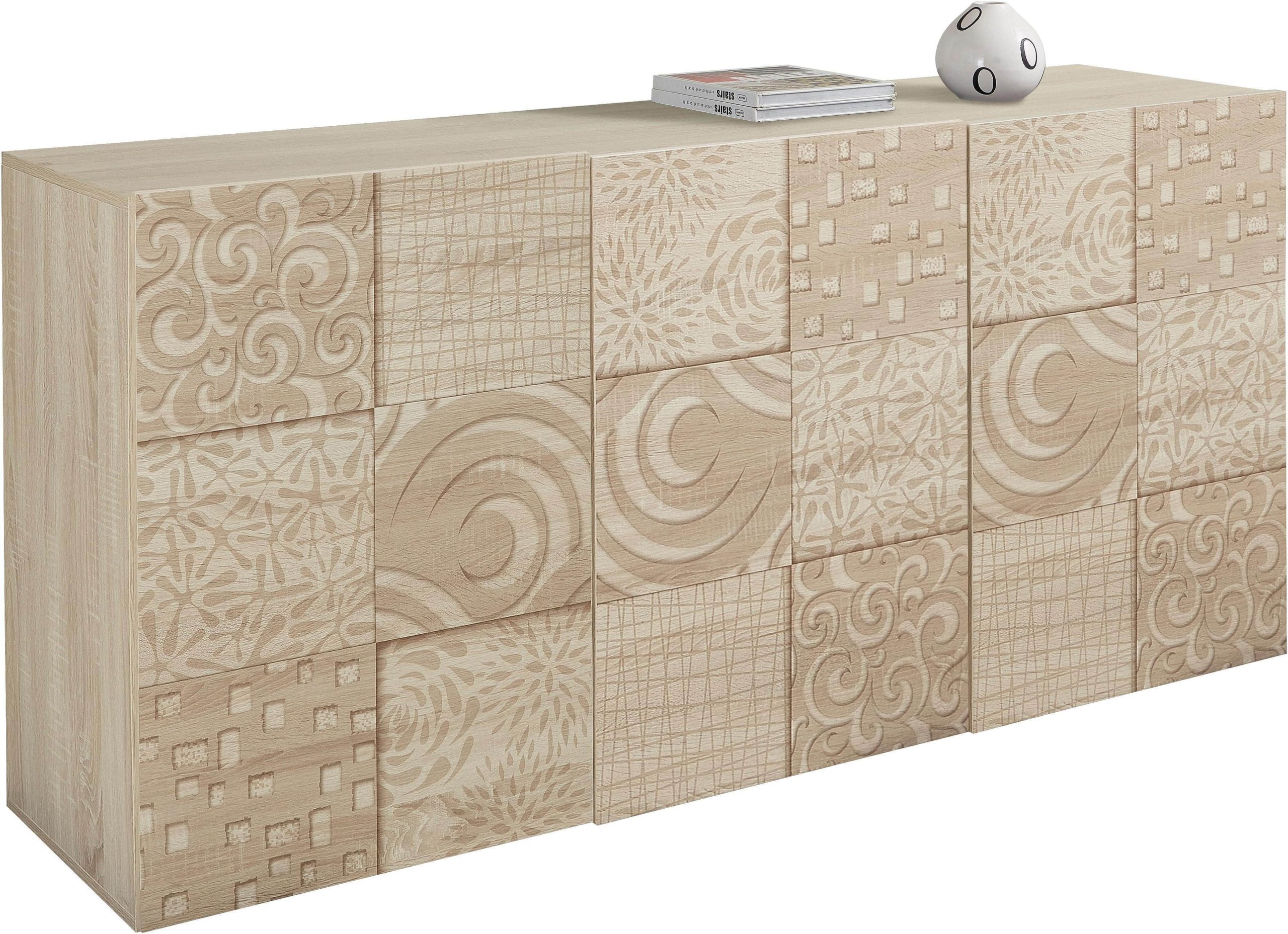 INOSIGN INOSIGN Sideboard Miro - 181cm Wide Modern Storage with 3D Screen Print Design | FSC® Certified Eichefarbe Kommoden & Sideboards
