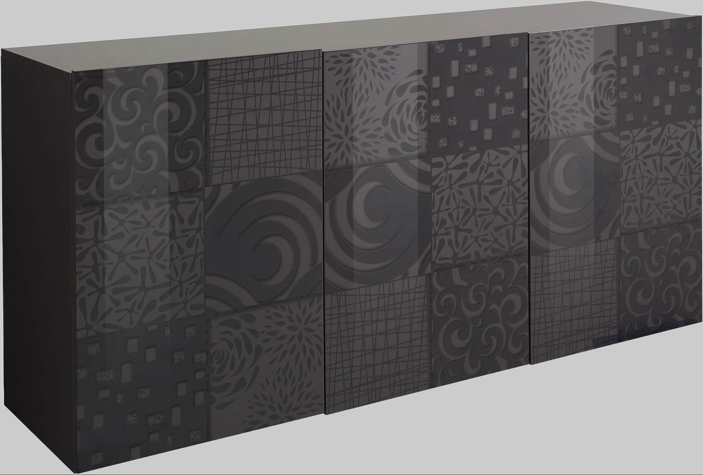INOSIGN Sideboard Miro - 181cm Wide Modern Storage with 3D Screen Print Design | FSC® Certified Anthrazit INOSIGN Kommoden & Sideboards