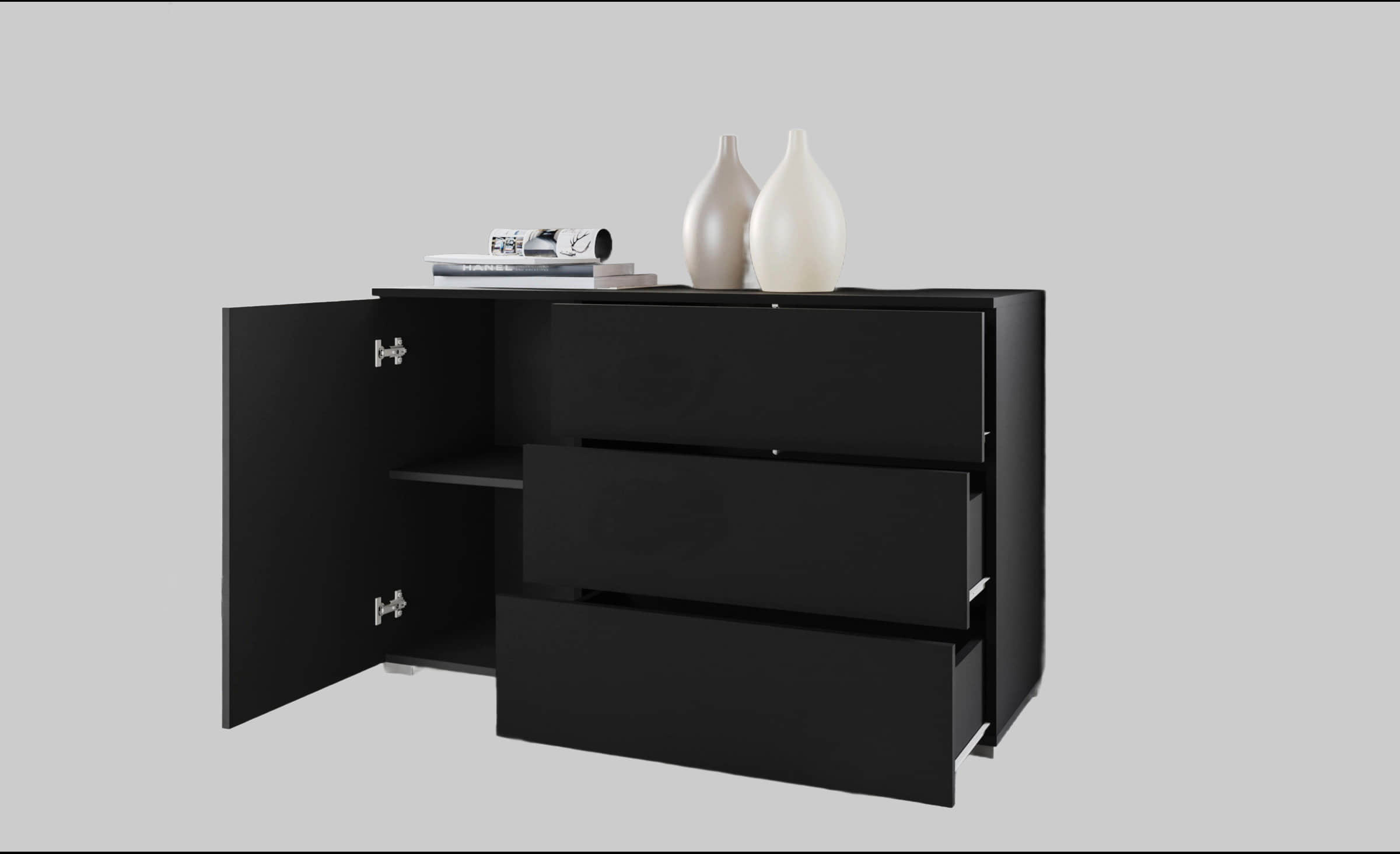 INOSIGN Kommoden & Sideboards INOSIGN Sideboard »PARIS« – Moderne 110 cm grifflose Kommode mit Push-to-open-Funktion & viel Stauraum graphite s