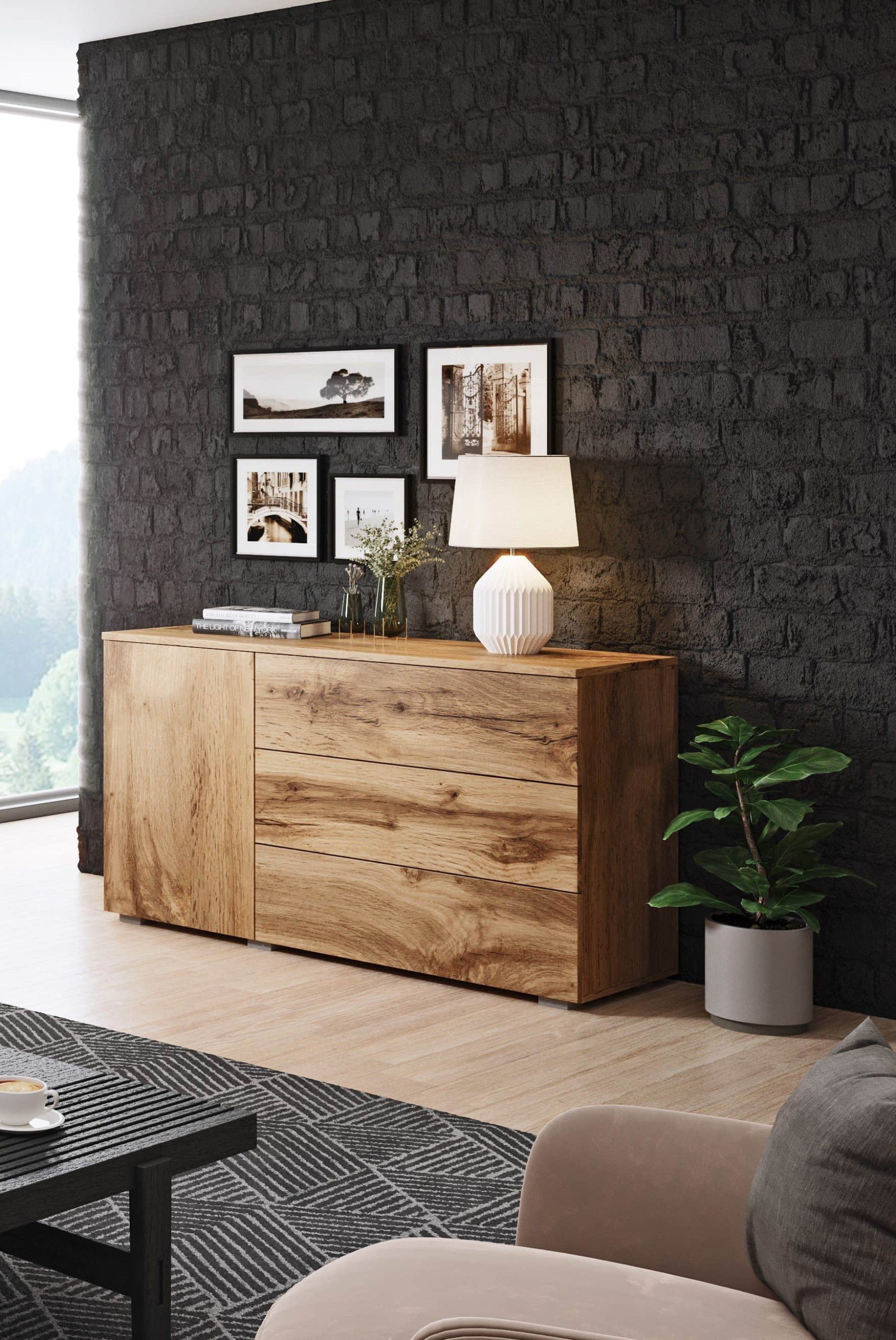 INOSIGN Sideboard »PARIS« – Moderne 110 cm grifflose Kommode mit Push-to-open-Funktion & viel Stauraum eichefarbe Kommoden & Sideboards INOSIGN