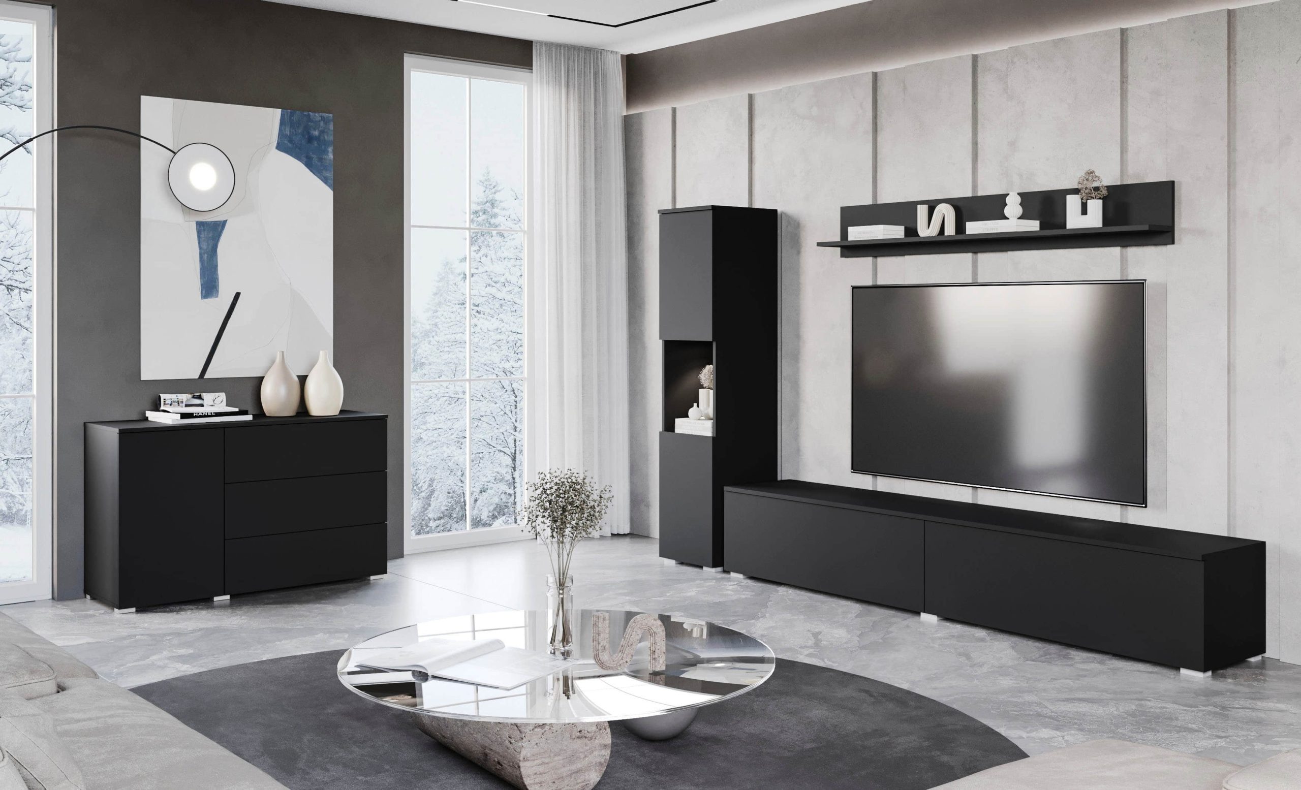 INOSIGN Kommoden & Sideboards INOSIGN Sideboard »PARIS« – Moderne 110 cm grifflose Kommode mit Push-to-open-Funktion & viel Stauraum graphite s