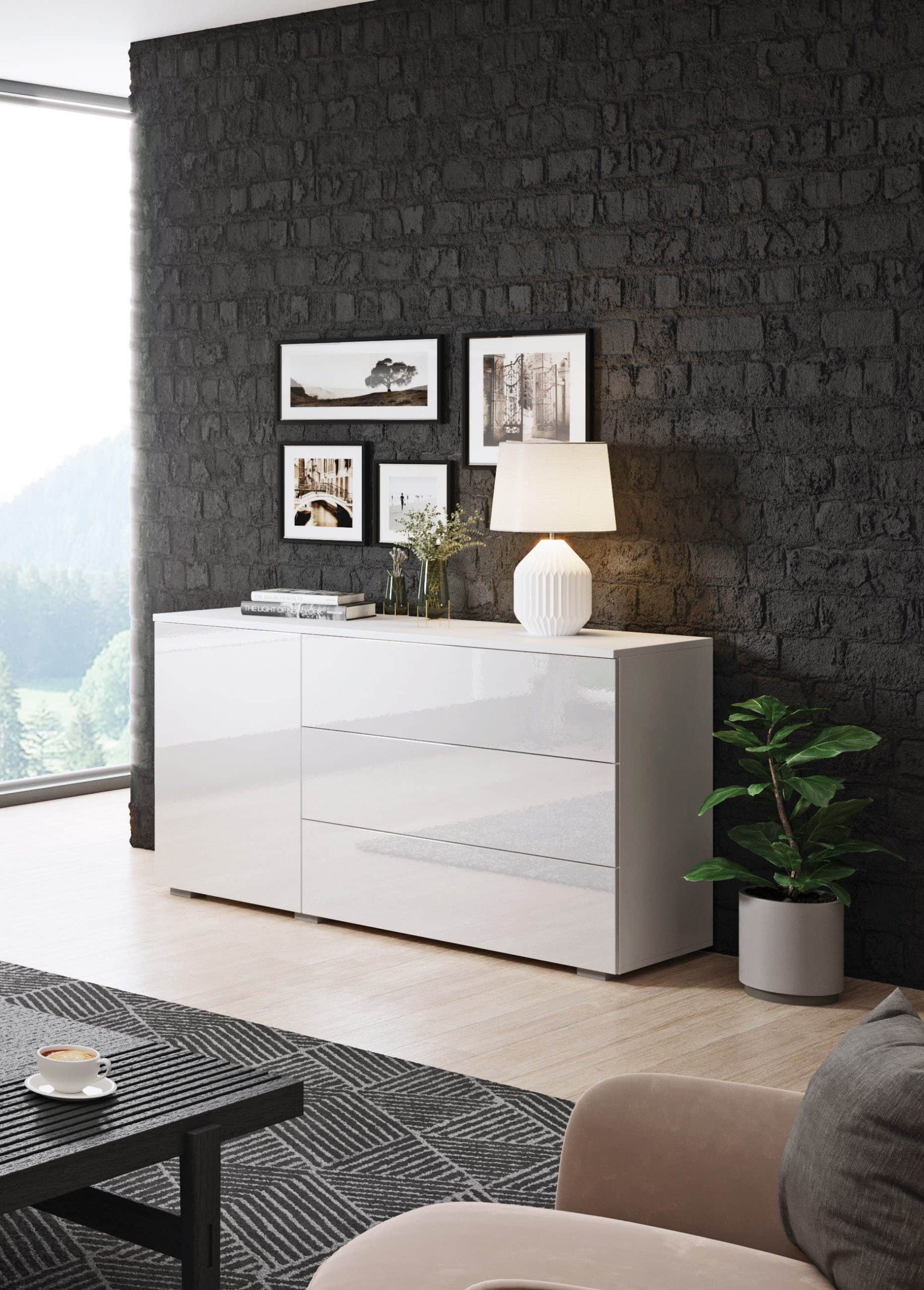 INOSIGN Kommoden & Sideboards INOSIGN Sideboard »PARIS« – Moderne 110 cm grifflose Kommode mit Push-to-open-Funktion & viel Stauraum weiß matt/