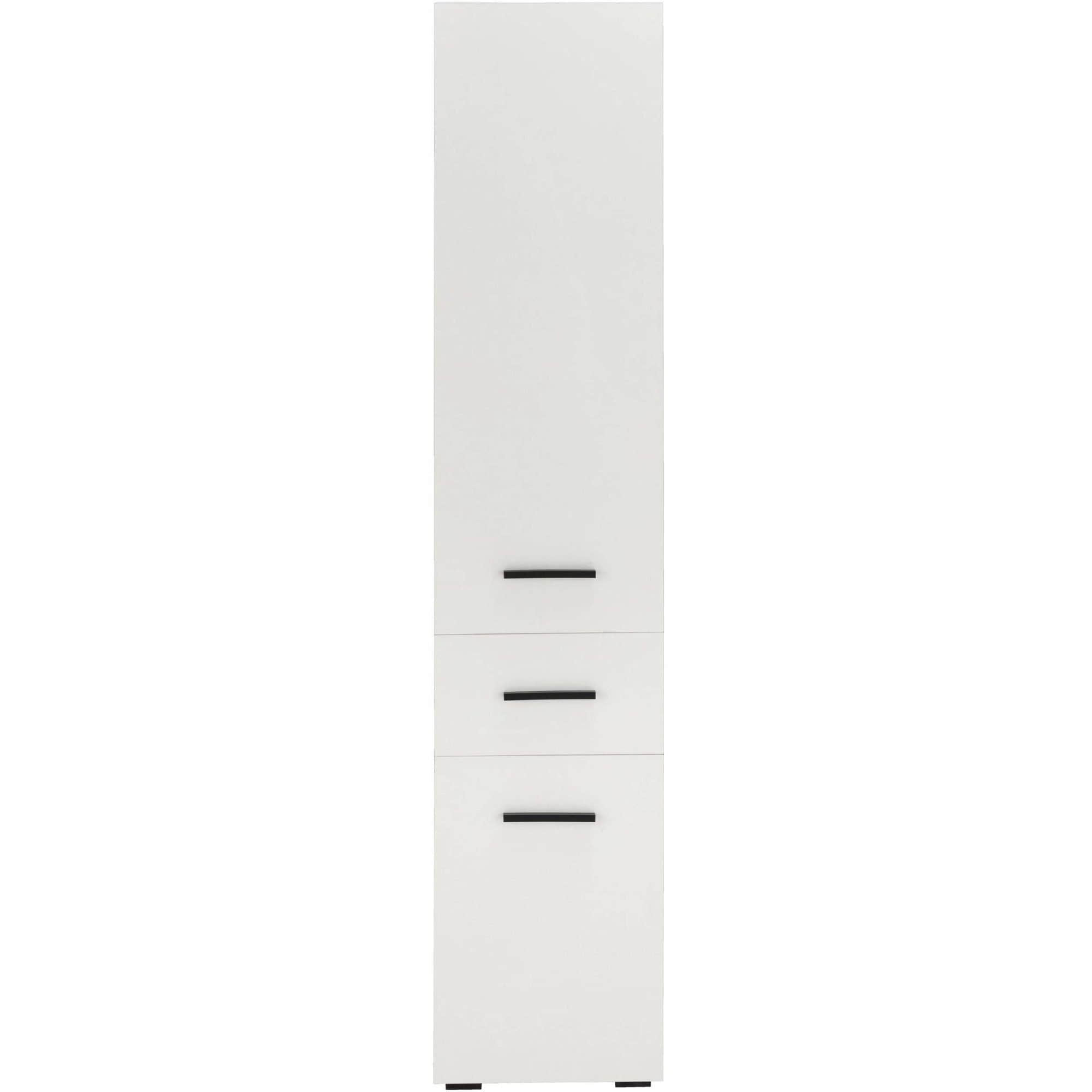 INOSIGN INOSIGN 'Skara' Tall Cabinet - 3 Adjustable Shelves, 38cm Wide x 180cm High, Beige with Black Handles | Modern Storage Solution weiß Kinderzimmer