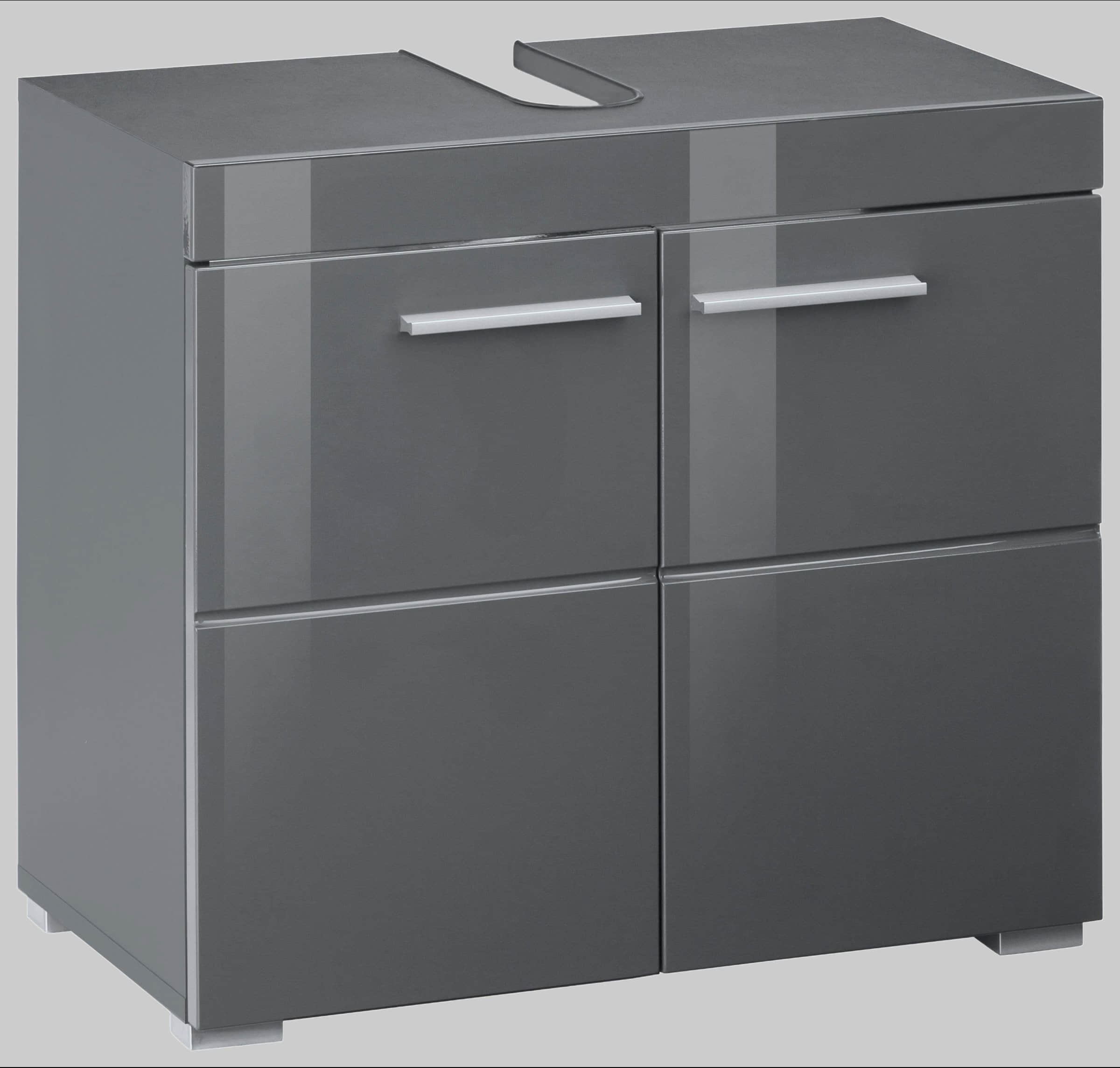 INOSIGN Waschbeckenunterschrank »Avena« mit 2 Türen - 60x34x56 cm - Hochglanzoptik & verstellbaren Fächern für optimalen Stauraum grau/grau INOSIGN Schränke