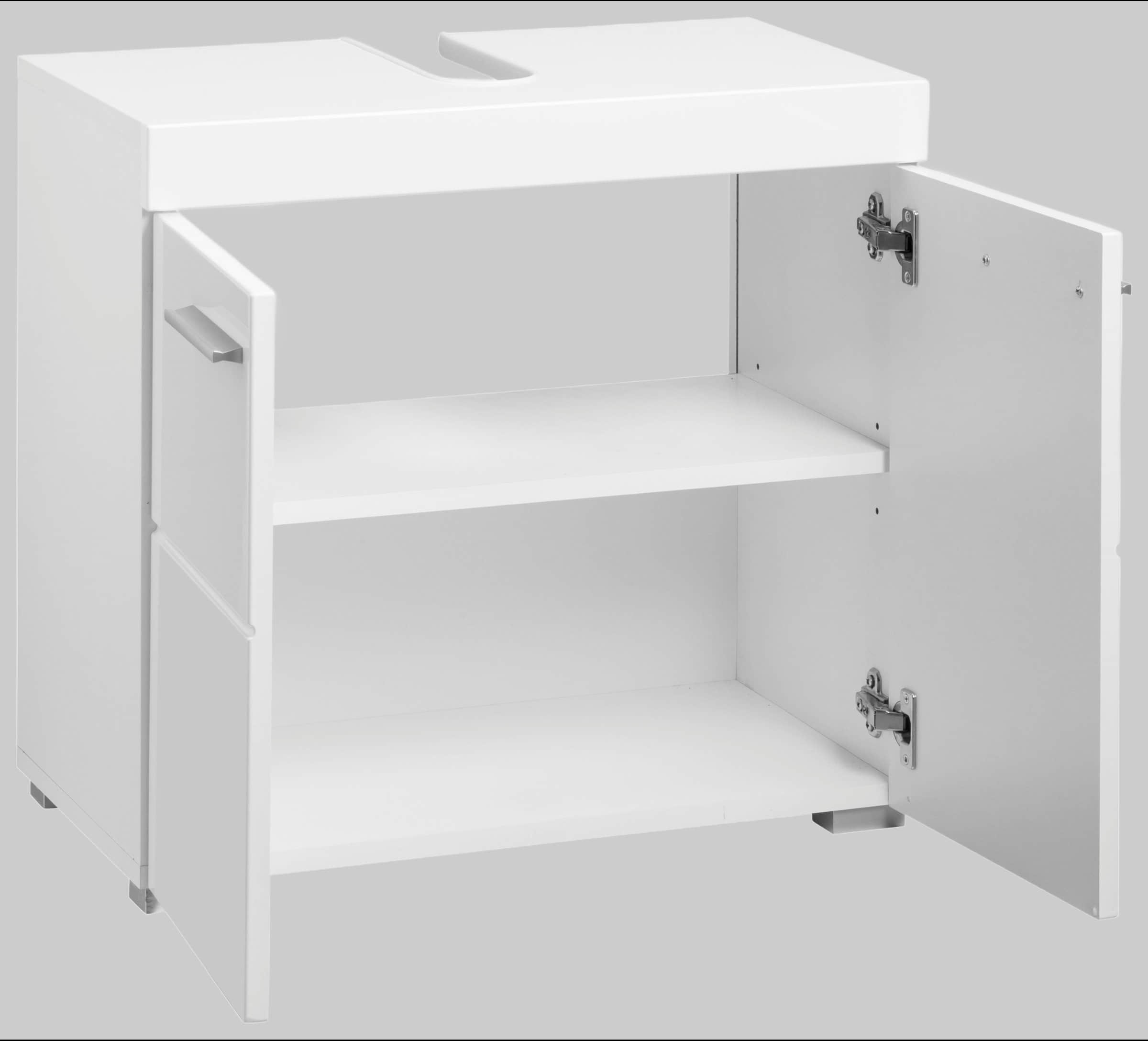 INOSIGN Waschbeckenunterschrank »Avena« mit 2 Türen - 60x34x56 cm - Hochglanzoptik & verstellbaren Fächern für optimalen Stauraum weiß/weiß Schränke INOSIGN