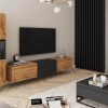 INOSIGN Wohnwände INOSIGN Wohnwand BERLIN I (2-teilig) – Moderne Mediawand 220 cm mit Vitrine & Lowboard | Griffloses Design | Hochwertige Materialien eichefarbe