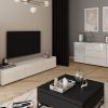 INOSIGN Wohnwand BERLIN I (2-teilig) – Moderne Mediawand 220 cm mit Vitrine & Lowboard | Griffloses Design | Hochwertige Materialien weiß matt/ Wohnwände INOSIGN