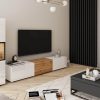 Wohnwände INOSIGN INOSIGN Wohnwand BERLIN I (2-teilig) – Moderne Mediawand 220 cm mit Vitrine & Lowboard | Griffloses Design | Hochwertige Materialien weiß matt