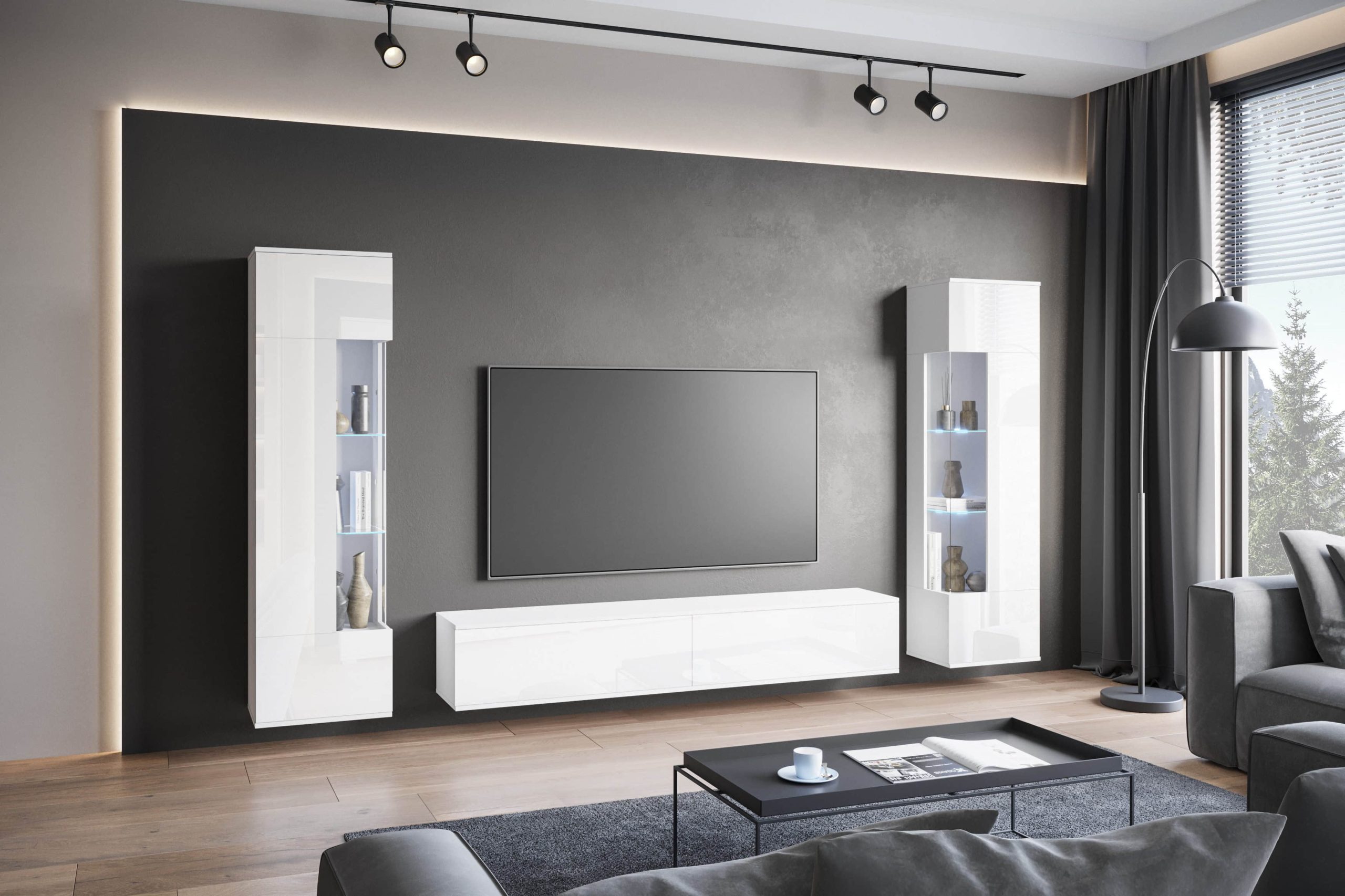 INOSIGN Wohnwand »Kenia« Komplett-Set (3-teilig) mit Eckvitrinen - Modernes Design, hängend/stehend montierbar, FSC®-zertifiziert weiss /wei Wohnwände INOSIGN