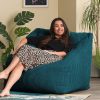 Icon 'Morgan' XXL Sitzsack Sessel aus Cord mit Hocker | Riesen Sitzsack 120cm | Flauschig & Ergonomisch | Modernes Wohndesign blaugrün Sessel icon