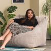 Sessel icon Icon 'Morgan' XXL Sitzsack Sessel aus Cord mit Hocker | Riesen Sitzsack 120cm | Flauschig & Ergonomisch | Modernes Wohndesign beige