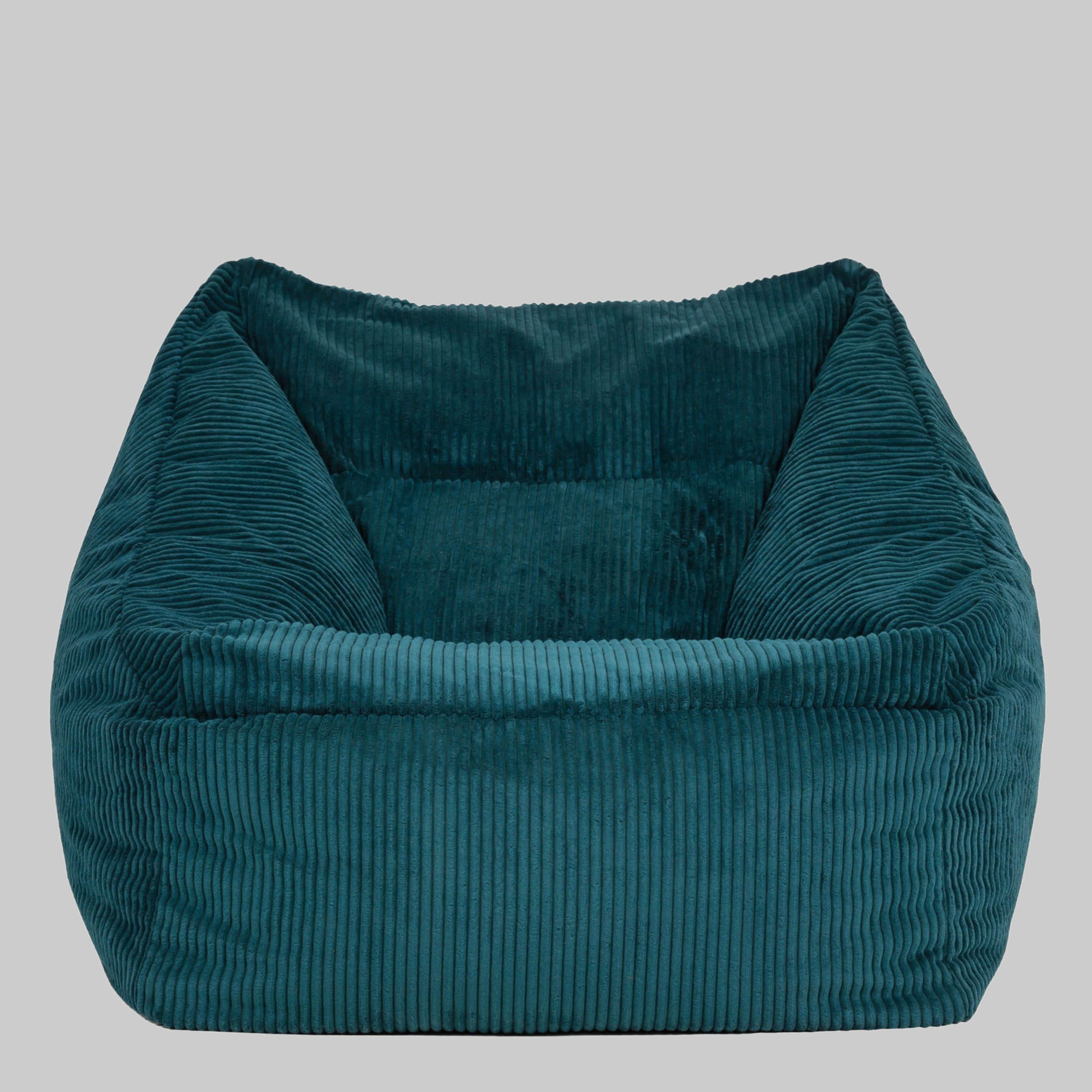 Icon 'Morgan' XXL Sitzsack Sessel aus Cord mit Hocker | Riesen Sitzsack 120cm | Flauschig & Ergonomisch | Modernes Wohndesign blaugrün Sessel icon