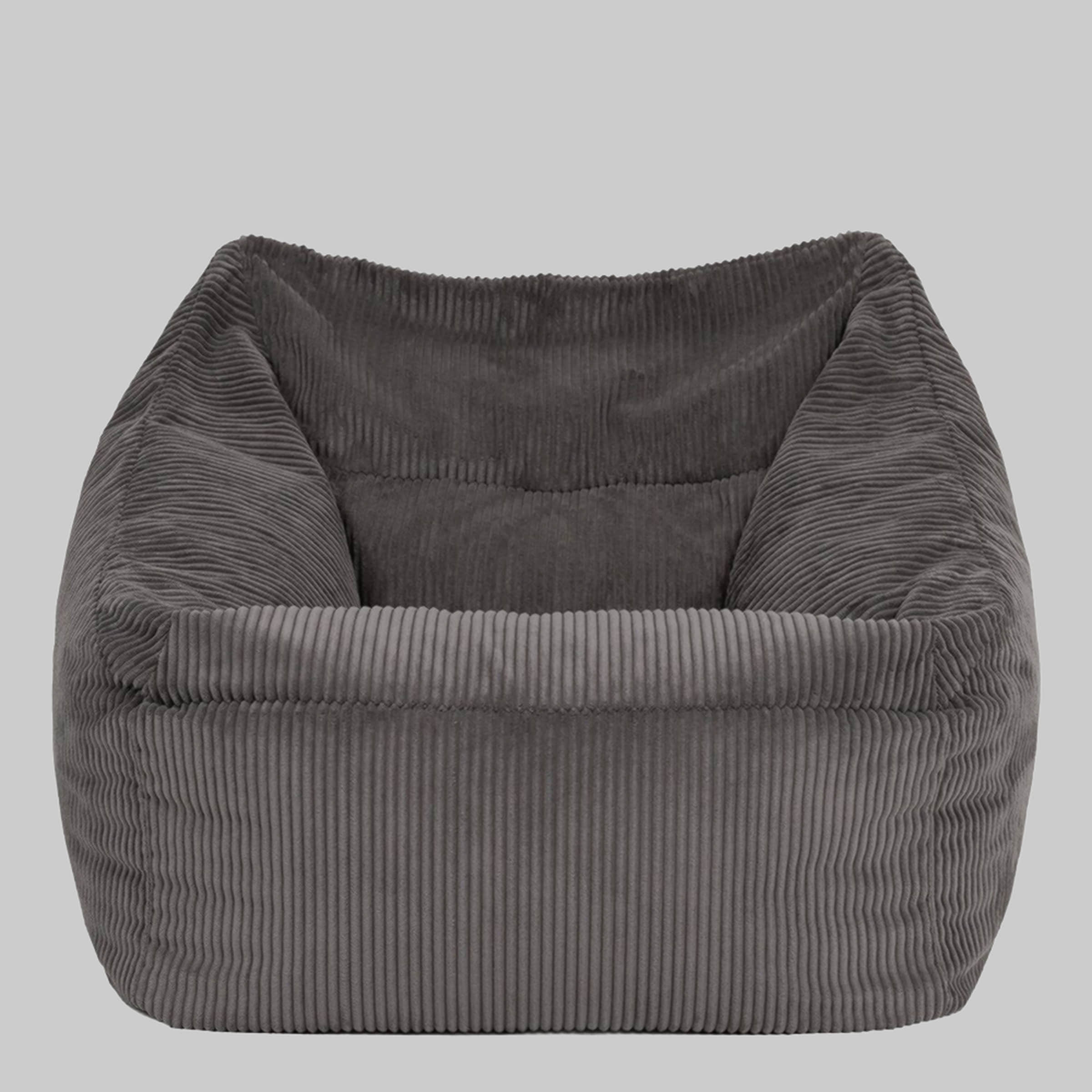 Icon 'Morgan' XXL Sitzsack Sessel aus Cord mit Hocker | Riesen Sitzsack 120cm | Flauschig & Ergonomisch | Modernes Wohndesign grau Sessel icon