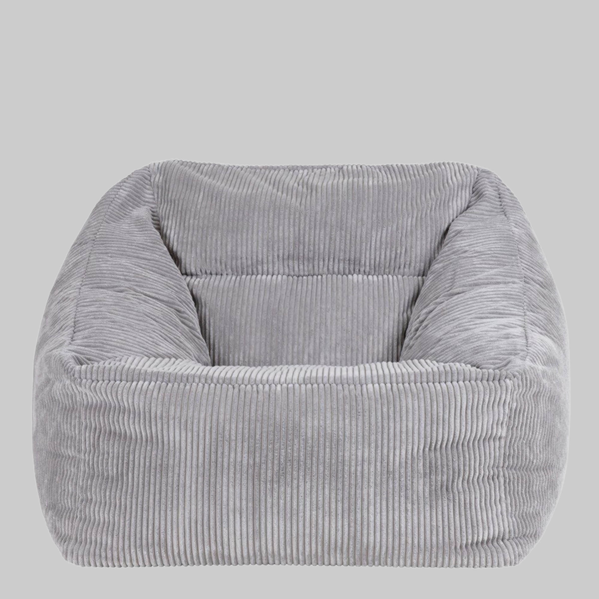 icon Icon 'Morgan' XXL Sitzsack Sessel aus Cord mit Hocker | Riesen Sitzsack 120cm | Flauschig & Ergonomisch | Modernes Wohndesign hellgrau Sessel