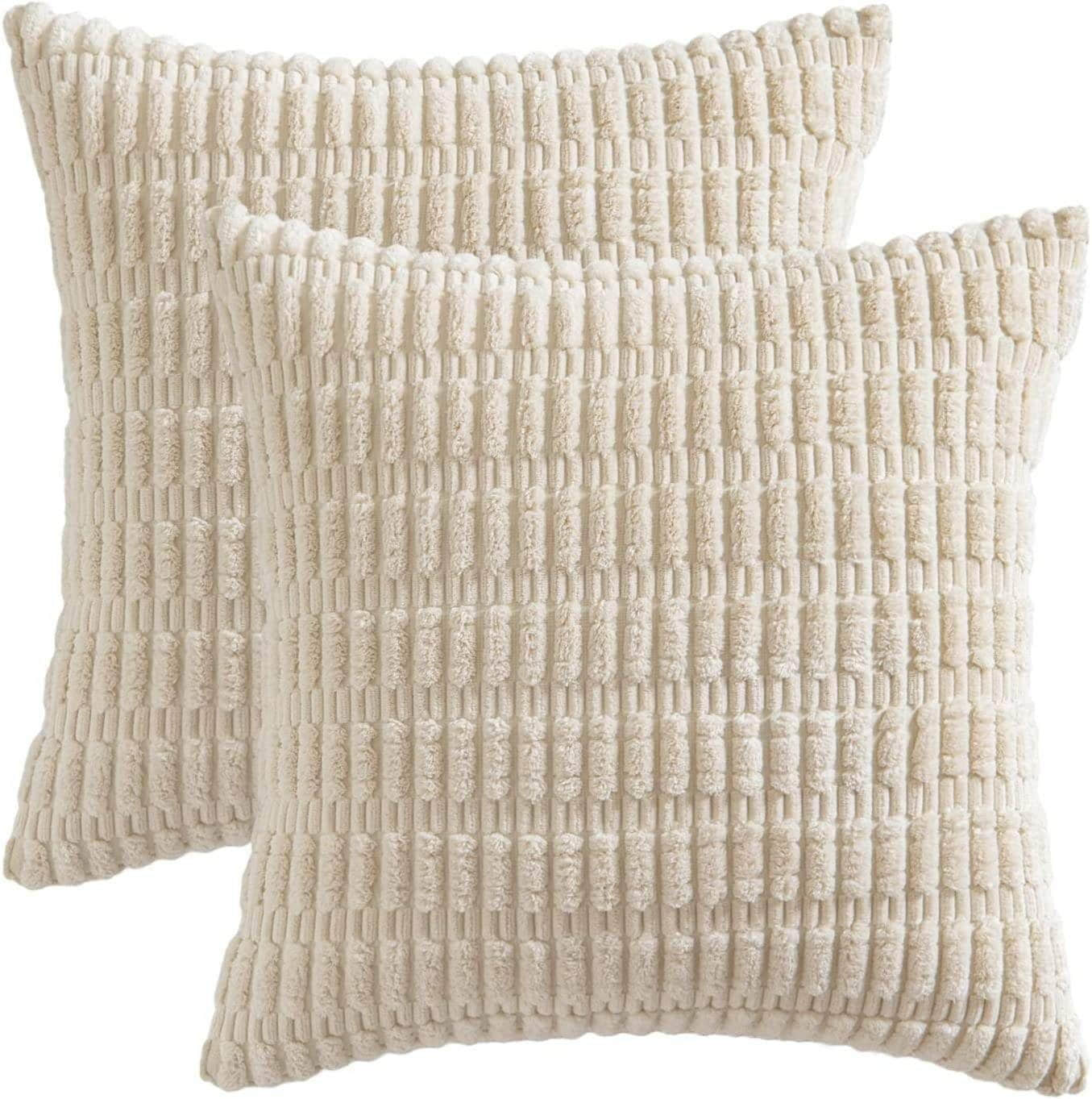 Interior by Hakito Interior by Hakito Premium Dekokissen 2er Set mit Füllkissen – Mosa Design Kissenbezug 60x80cm für Sofa & Bett | Hochwertige Polyesterfüllung Creme Dekoration