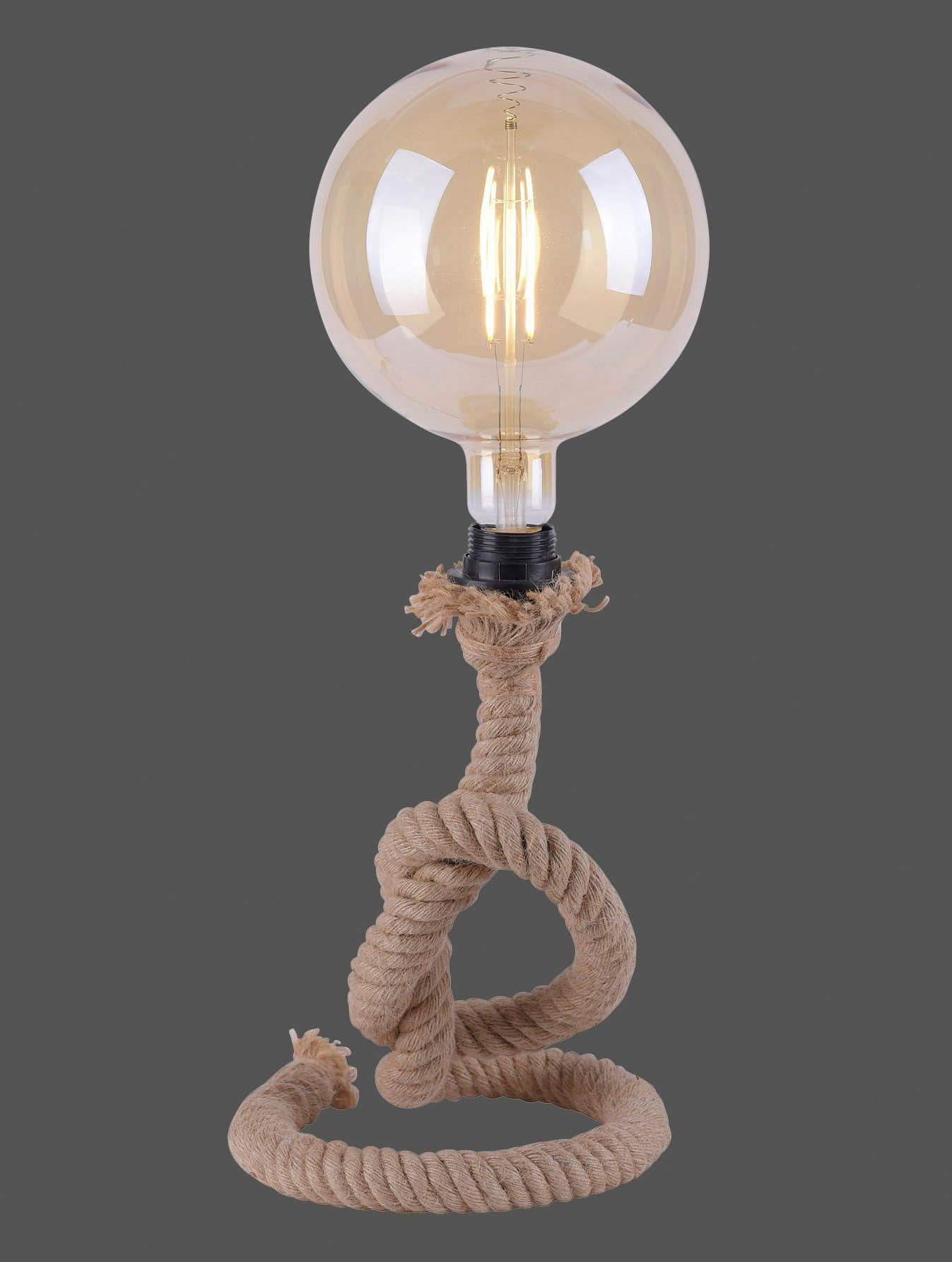 JUST LIGHT »ROPE« Tischleuchte mit E27-Fassung | Maritime Tau-Seil-Optik | Rustikale Designlampe | Ohne Leuchtmittel | 33 cm Höhe JUST LIGHT Lampen