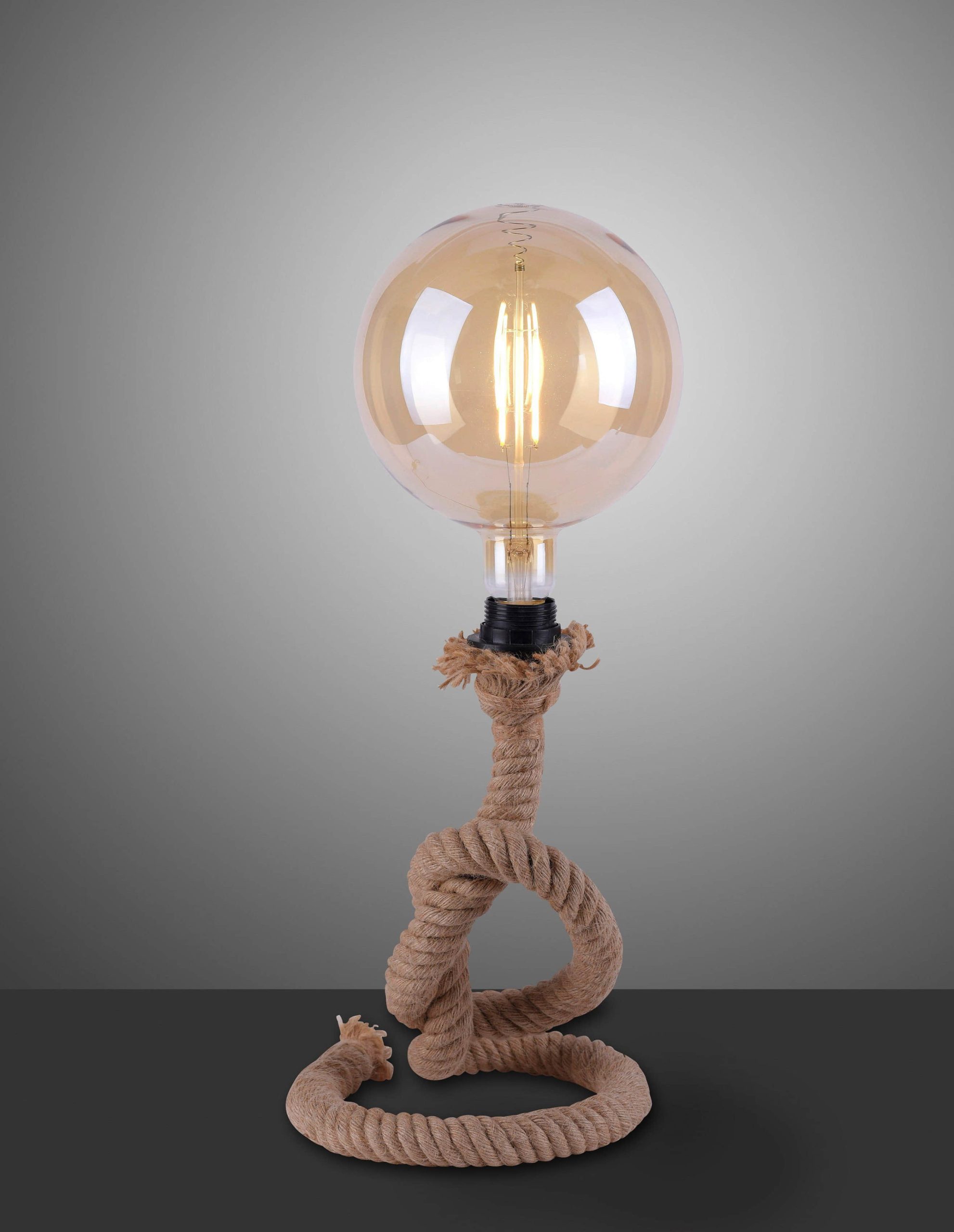JUST LIGHT »ROPE« Tischleuchte mit E27-Fassung | Maritime Tau-Seil-Optik | Rustikale Designlampe | Ohne Leuchtmittel | 33 cm Höhe JUST LIGHT Lampen