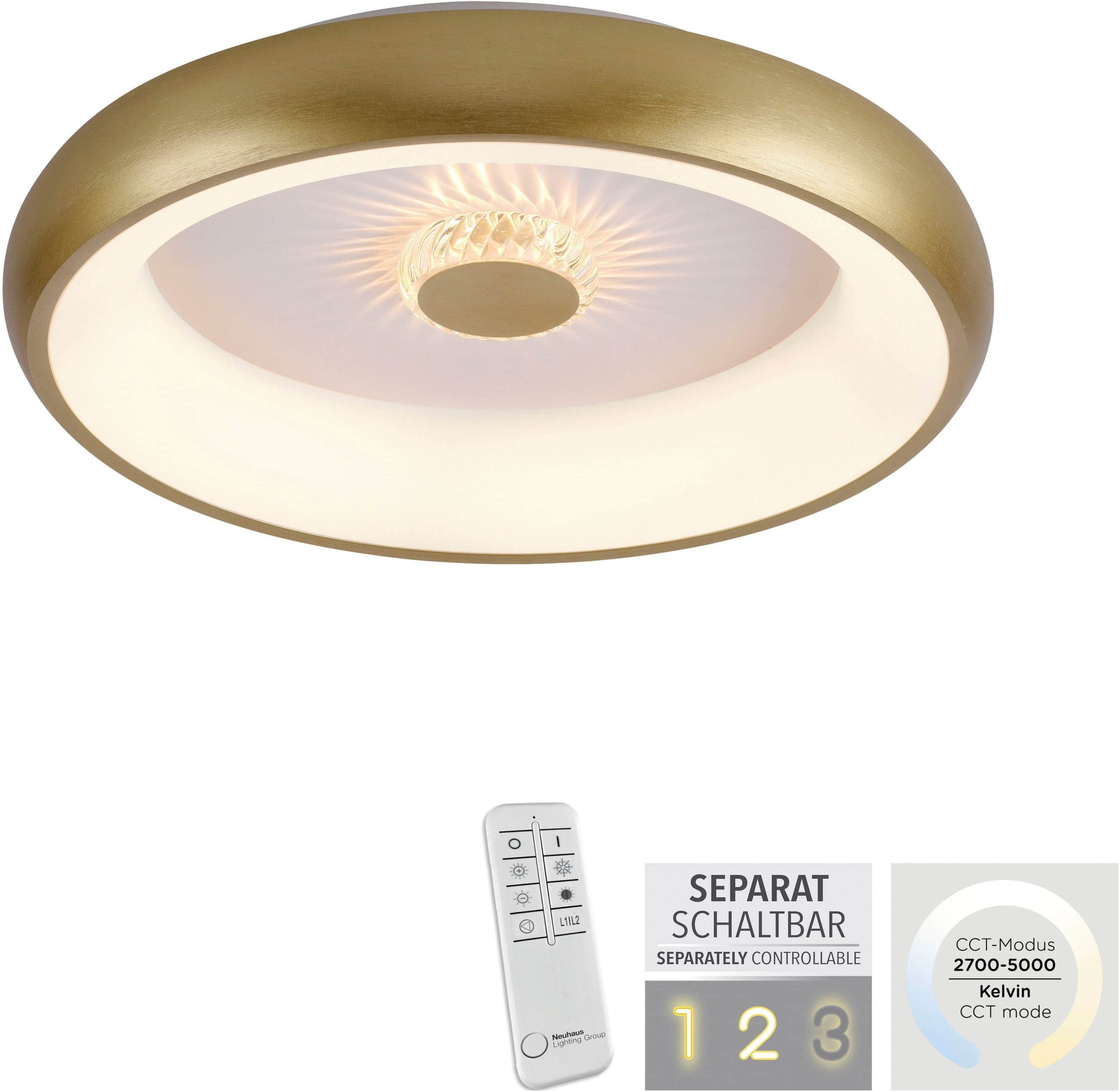 JUST LIGHT VERTIGO 62cm Crystal Effect LED Ceiling Light - Dimmable, CCT Adjustable (2700K-5000K) with Remote Control - Black Finish JUST LIGHT Lampen