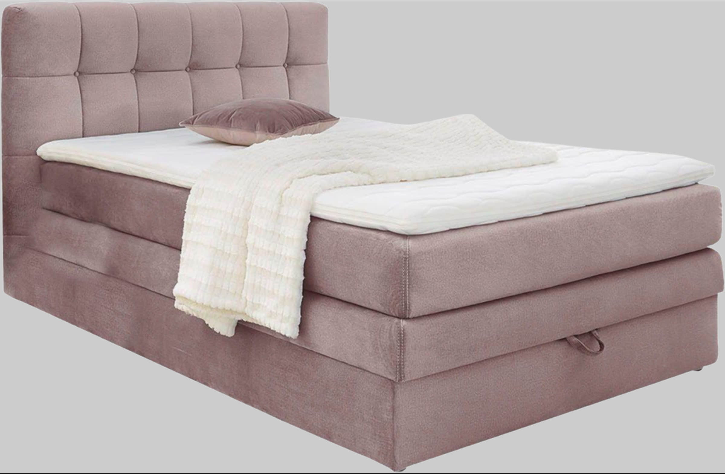 Jockenhu00F6fer Gruppe Betten Jockenhöfer Gruppe Amy Boxspring Bed with Storage Base & Cold Foam Topper - 140cm/180cm Width Options | Velvet/Cord Upholstery altrosa 34