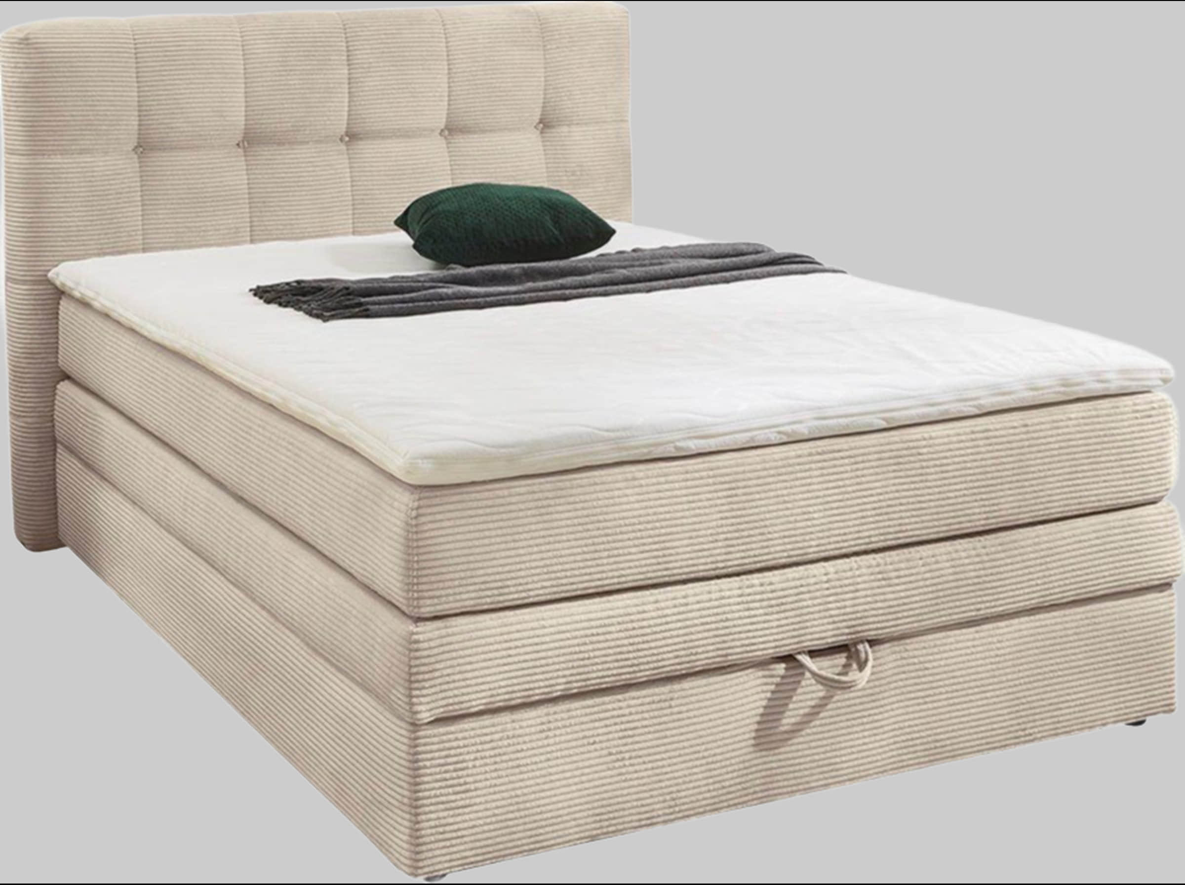 Jockenhu00F6fer Gruppe Betten Jockenhöfer Gruppe Amy Boxspring Bed with Storage Base & Cold Foam Topper - 140cm/180cm Width Options | Velvet/Cord Upholstery beige 426/07
