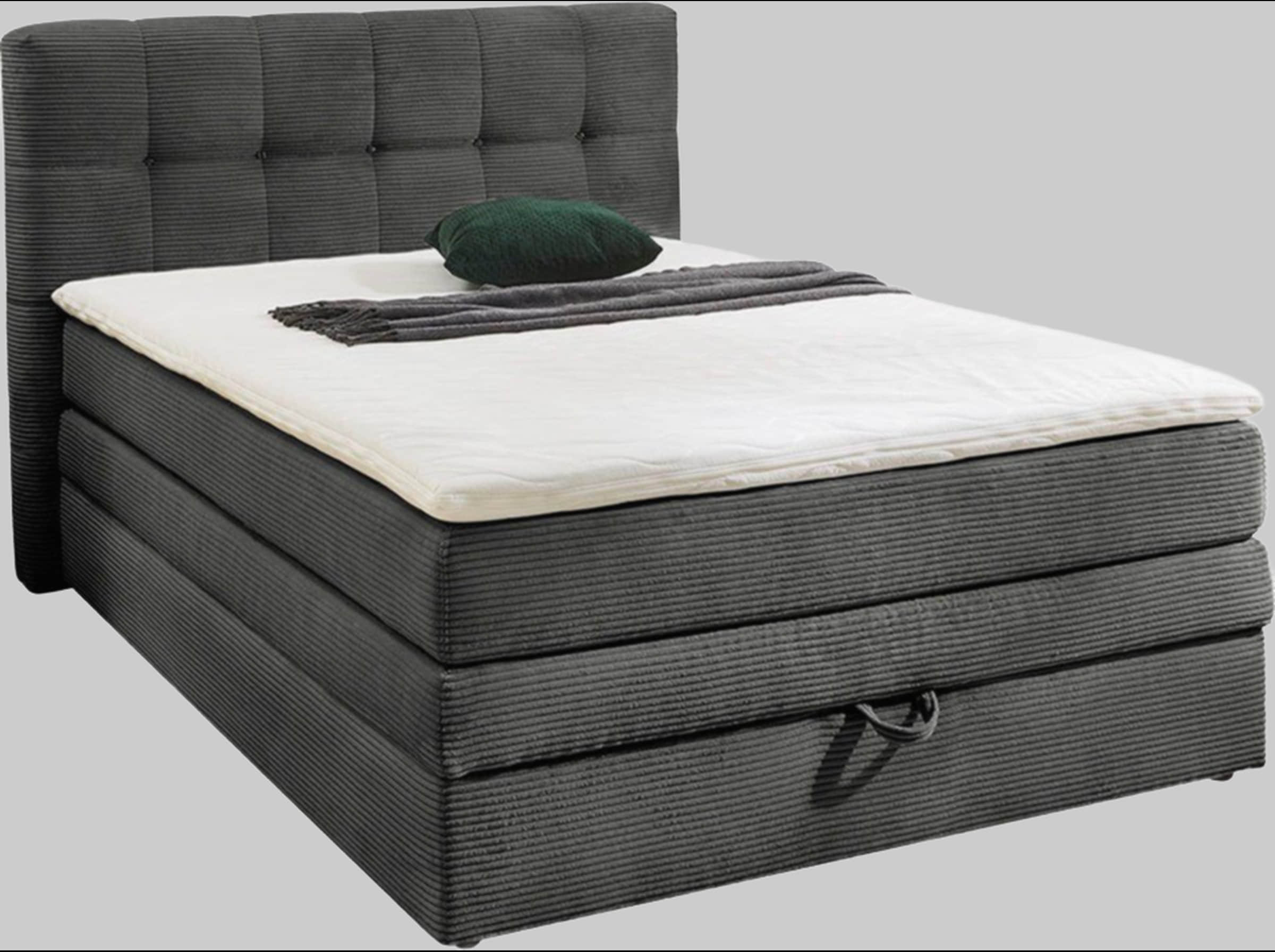 Jockenhöfer Gruppe Amy Boxspring Bed with Storage Base & Cold Foam Topper - 140cm/180cm Width Options | Velvet/Cord Upholstery grau 426/09 Jockenhu00F6fer Gruppe Betten