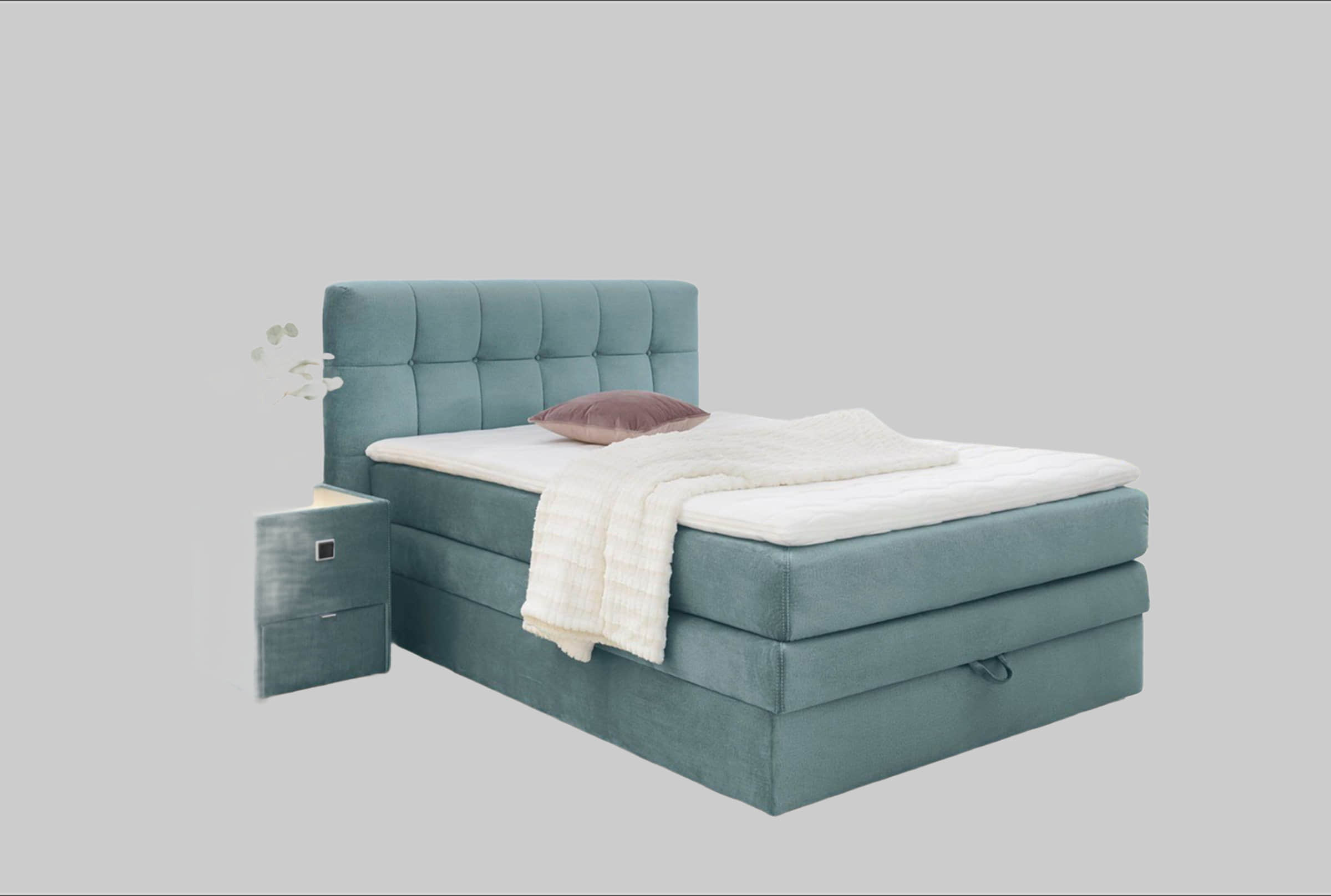 Jockenhu00F6fer Gruppe Jockenhöfer Gruppe Amy Boxspring Bed with Storage Base & Cold Foam Topper - 140cm/180cm Width Options | Velvet/Cord Upholstery petrol 341 Betten
