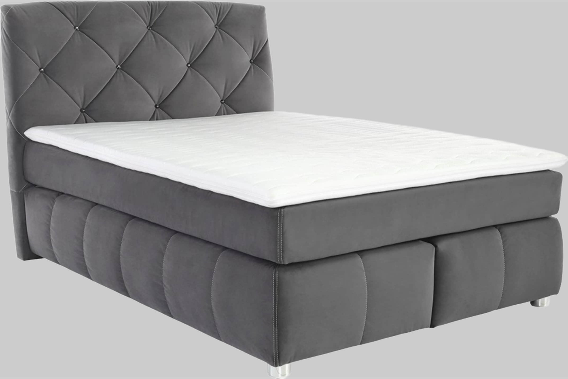Jockenhöfer Gruppe Boxspringbett Bella – Luxurious Box Spring Bed with Cold Foam Topper & Smoky Glass Stones (140cm & 180cm Widths) grau 372/09 Betten Jockenhu00F6fer Gruppe