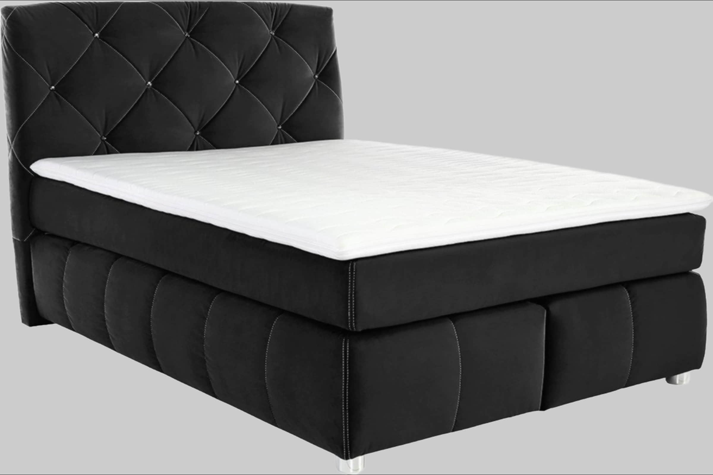 Jockenhu00F6fer Gruppe Jockenhöfer Gruppe Boxspringbett Bella – Luxurious Box Spring Bed with Cold Foam Topper & Smoky Glass Stones (140cm & 180cm Widths) schwarz 37 Betten