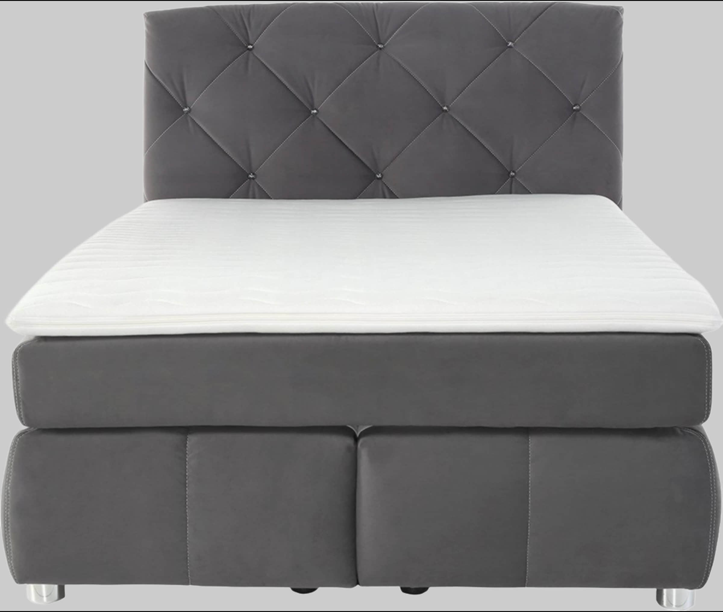 Jockenhöfer Gruppe Boxspringbett Bella – Luxurious Box Spring Bed with Cold Foam Topper & Smoky Glass Stones (140cm & 180cm Widths) grau 372/09 Betten Jockenhu00F6fer Gruppe