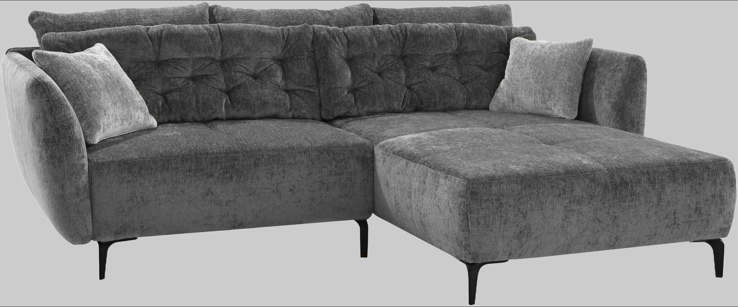 Jockenhöfer Gruppe Ecksofa Salo L-Form | Retro-Design mit Wellenfederung & 7 Kissen | Frei platzierbar & beidseitig nutzbar grau Sofas Jockenhu00F6fer Gruppe