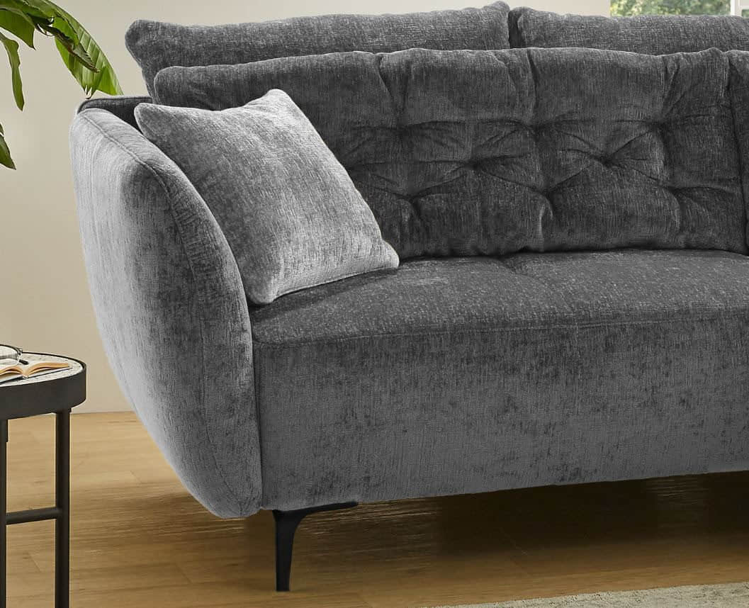 Jockenhöfer Gruppe Ecksofa Salo L-Form | Retro-Design mit Wellenfederung & 7 Kissen | Frei platzierbar & beidseitig nutzbar grau Sofas Jockenhu00F6fer Gruppe