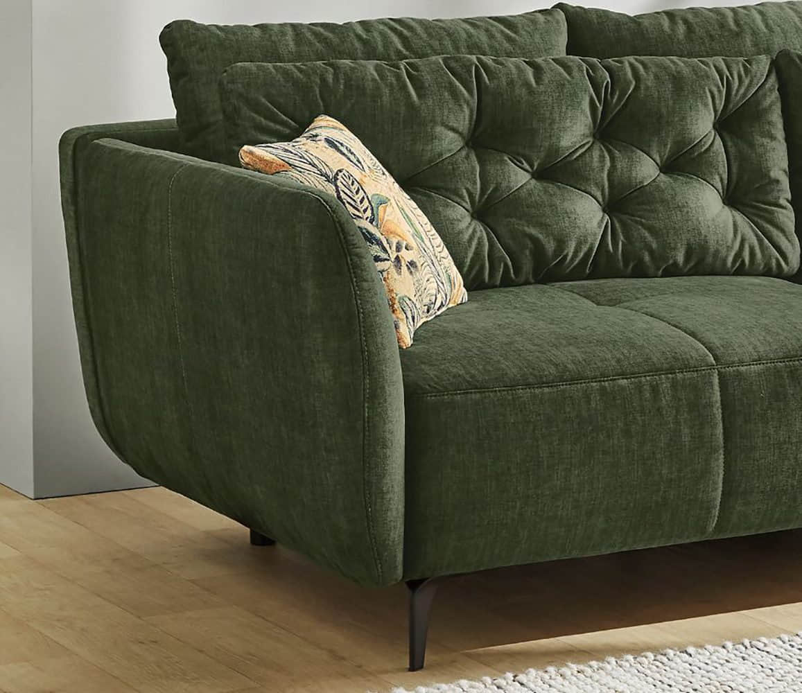 Jockenhu00F6fer Gruppe Sofas Jockenhöfer Gruppe Ecksofa Salo L-Form | Retro-Design mit Wellenfederung & 7 Kissen | Frei platzierbar & beidseitig nutzbar grün